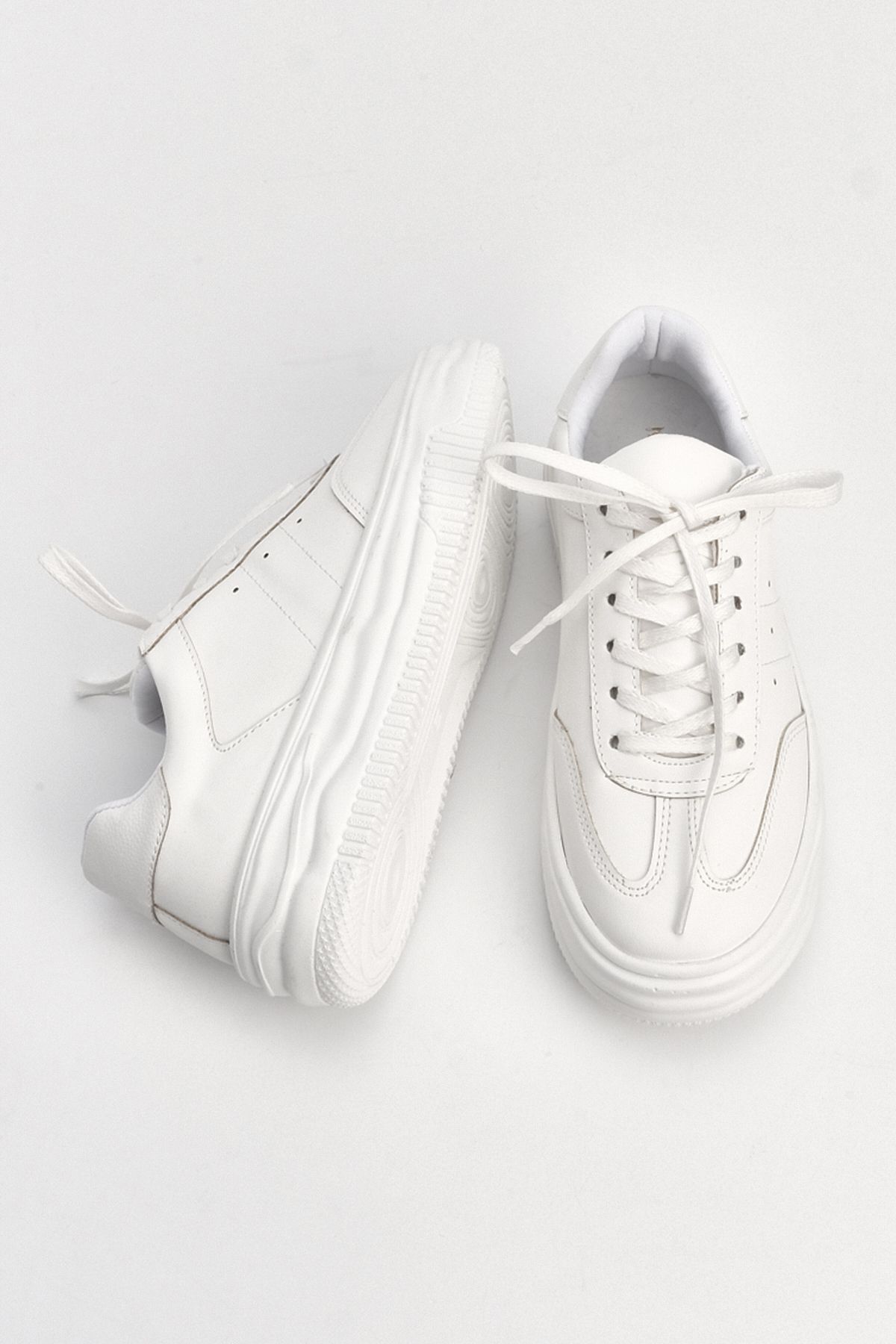Marjin-Women's Sneakers Thick Sole Lace-Up Sports Shoes Dorete White 7