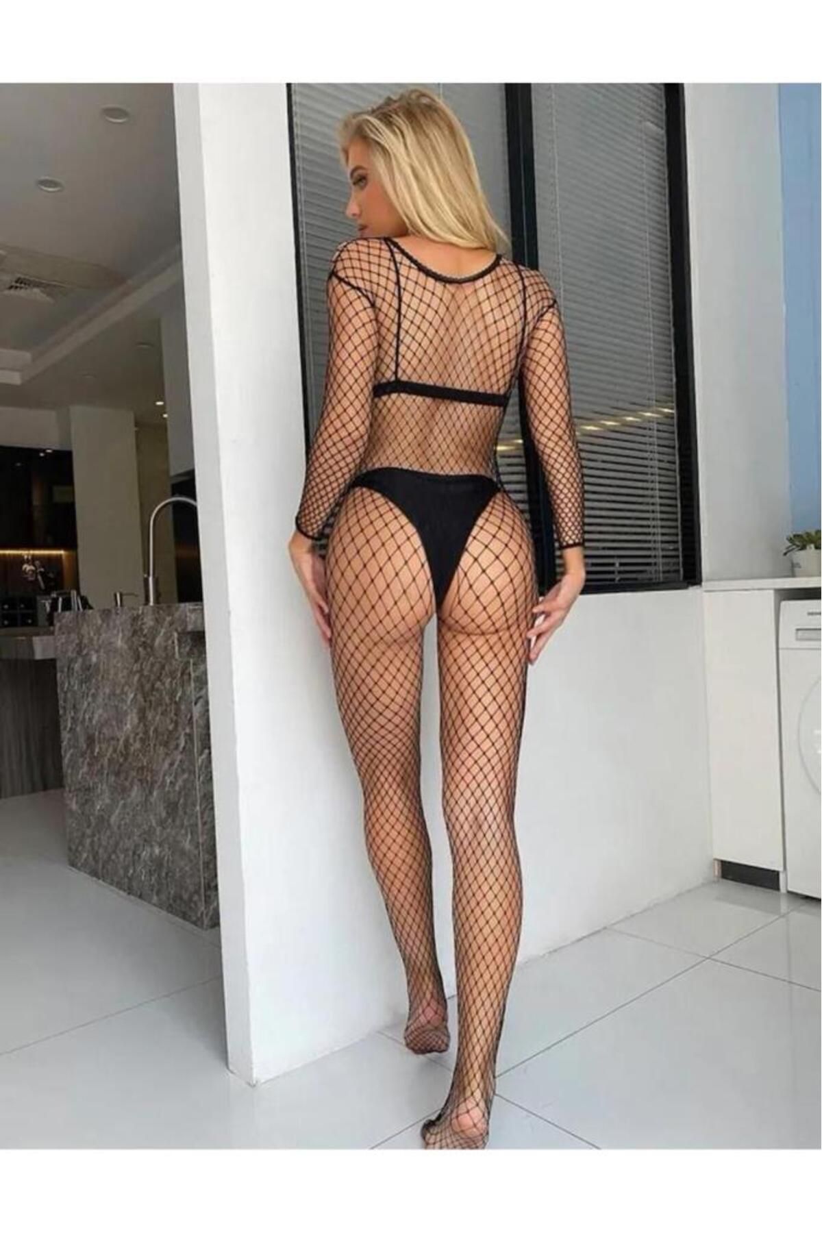 Sistina-Si̇s13 Model Black Mesh Body Socks 2