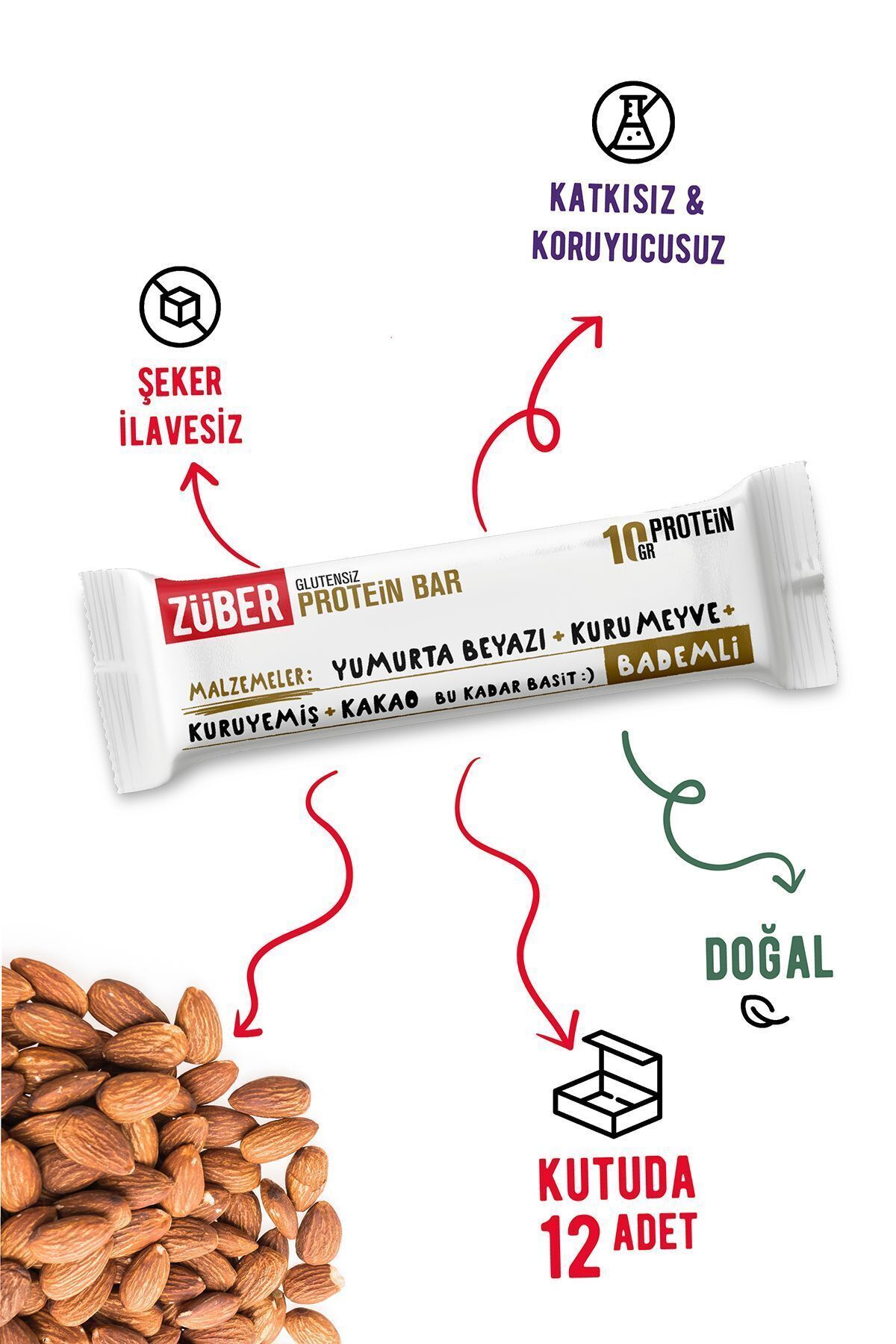 Züber Bademli Protein Bar 40gr X 12 Adet