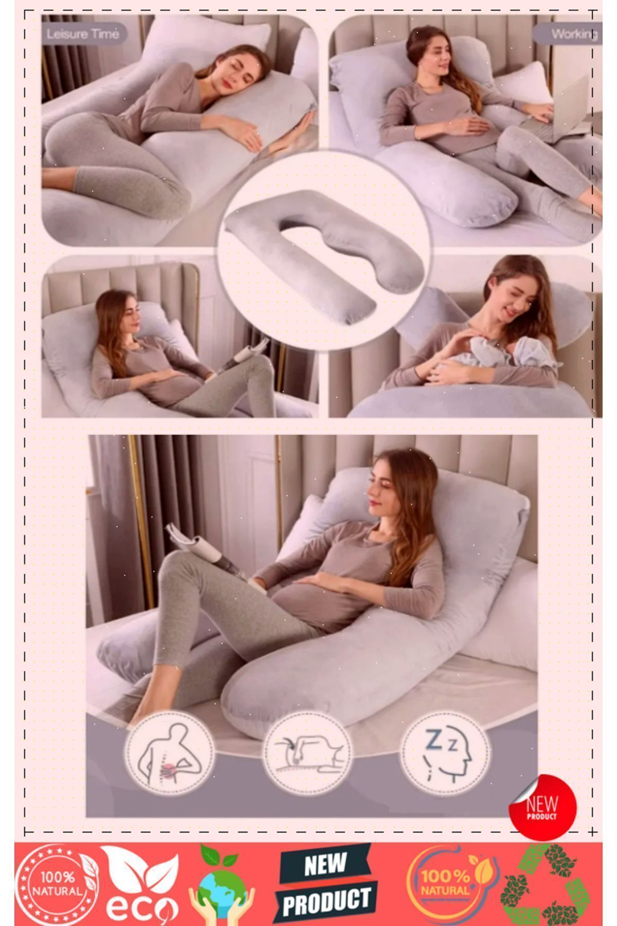 OMZ Ortopedik Bacak Arası Boyun Ve Karın Destekli Hamile Yastığı Hamile Uyku Yastıgi Hamile Yastıgi Ham fotoğrafı 7 (önizleme)