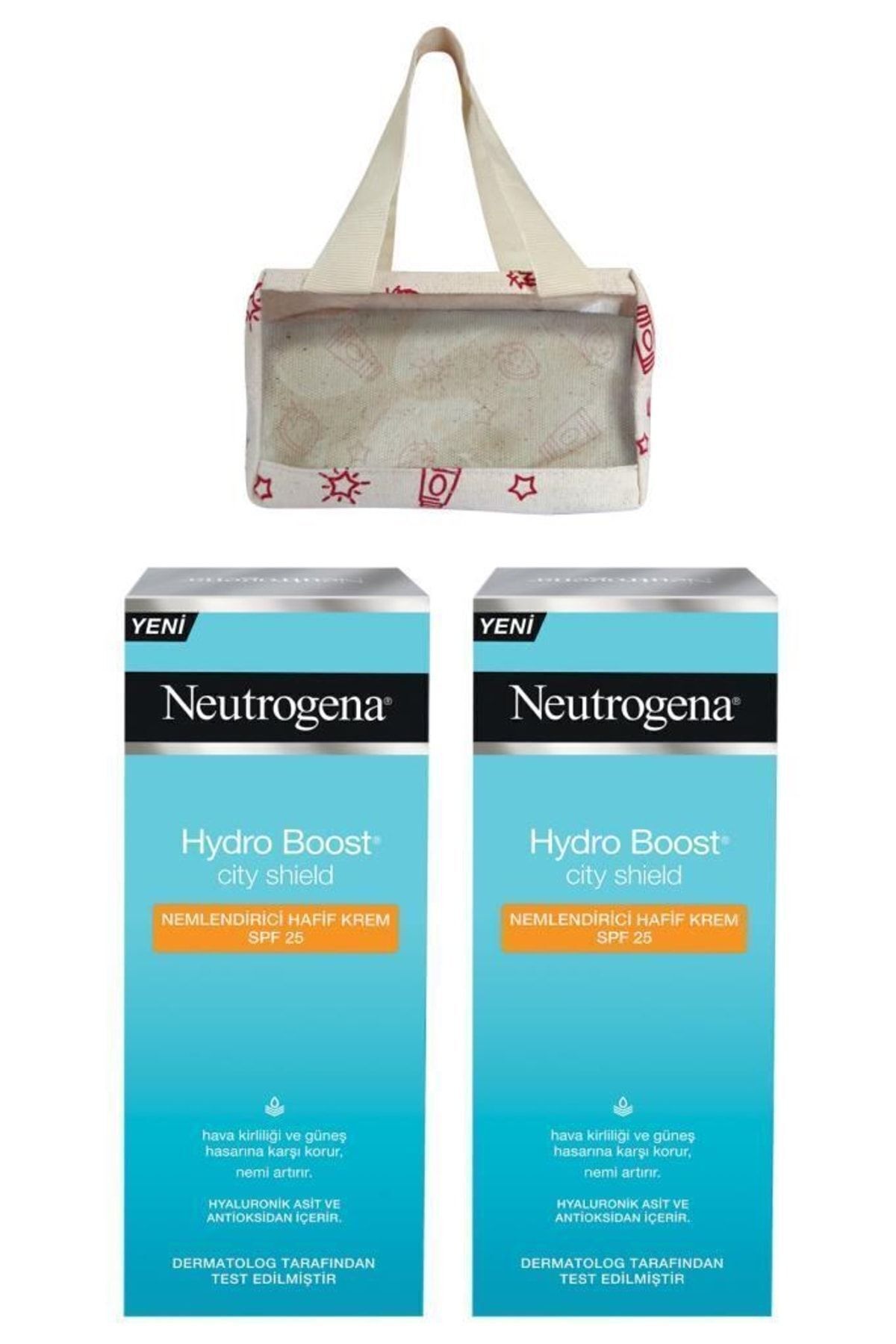 مرطوب کننده Hydro Boost City Shield با ضد آفتاب صورت Spf25 50ml X2 + کیسه قرمز Neutrogena