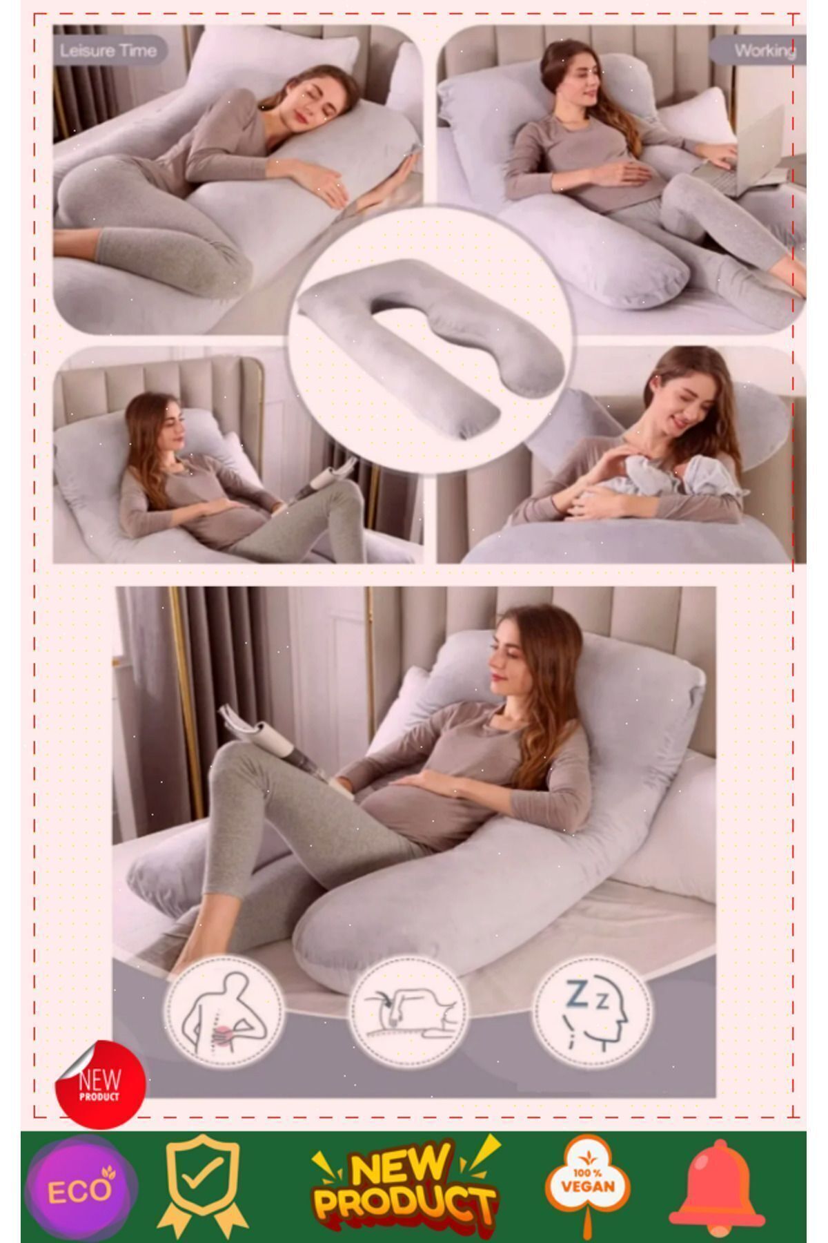 OMZ Destekli Hamile Yastığı Sırt Kalça Bacaklar ve Göbek Desteği Gebelik Minderi Hamile Uyku Yastıgi fotoğrafı 7 (önizleme)