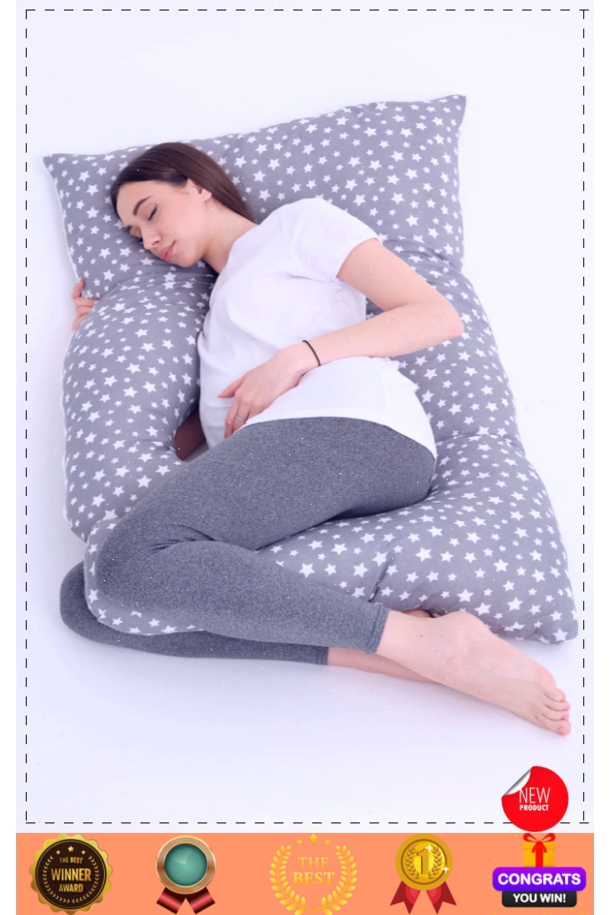 OMZ Gebelik Destek Minderi Çıkarılabilir Kılıflı Şekilli Tüm Vücut Hamile Yastığı Hamile Uyku Yastıgi fotoğrafı 3 (önizleme)