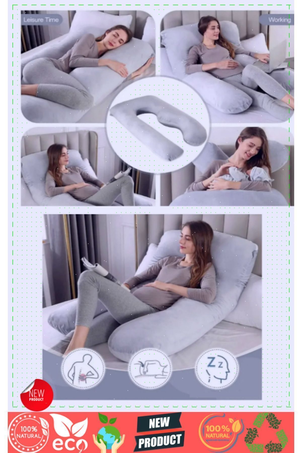 OMZ Bel Boyun Göbek Destekli Hamile Destek Yastığı Bacak Yastığı Hamile Uyku Yastıgi Hamile Yastıgi fotoğrafı 7 (önizleme)