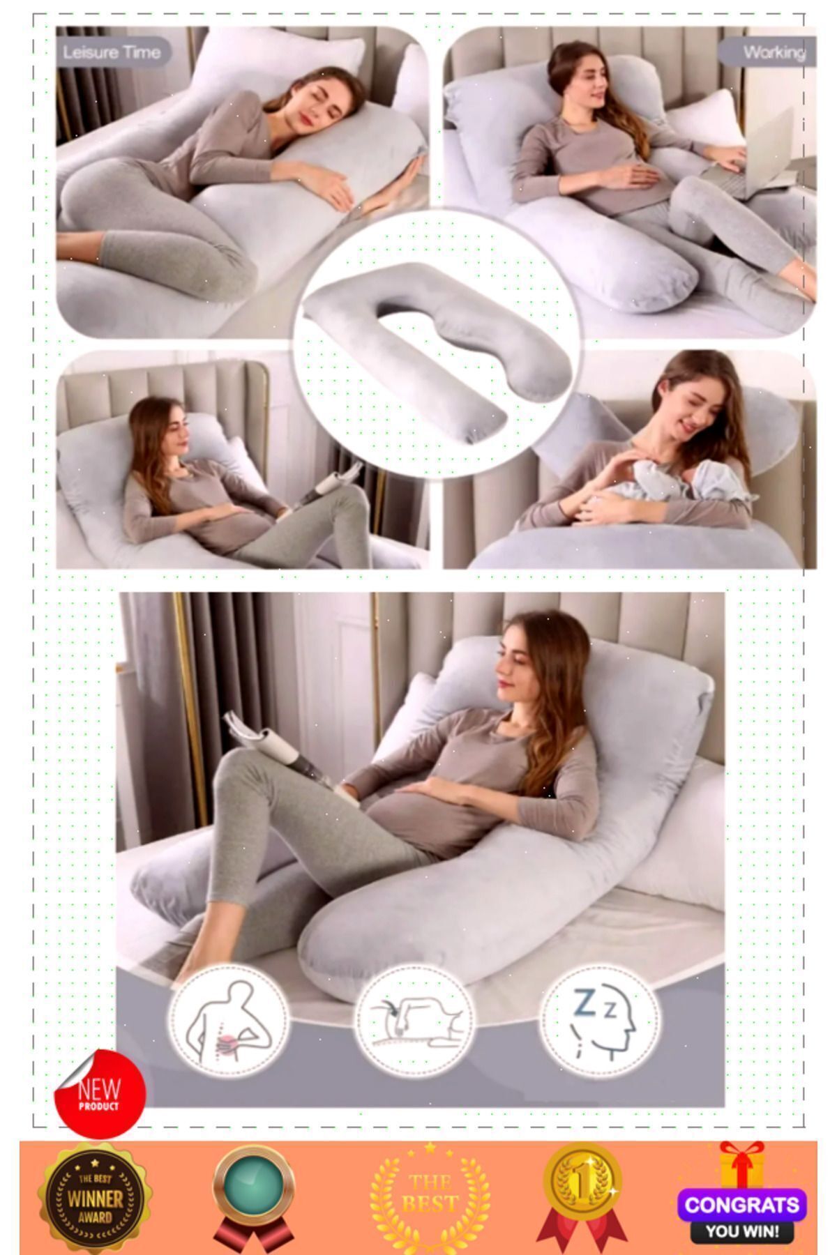 OMZ Fonksiyonel Yıkanabilir Kılıflı Hamile Ve Emzirme Yastığı Hamile Uyku Yastığı fotoğrafı 7 (önizleme)