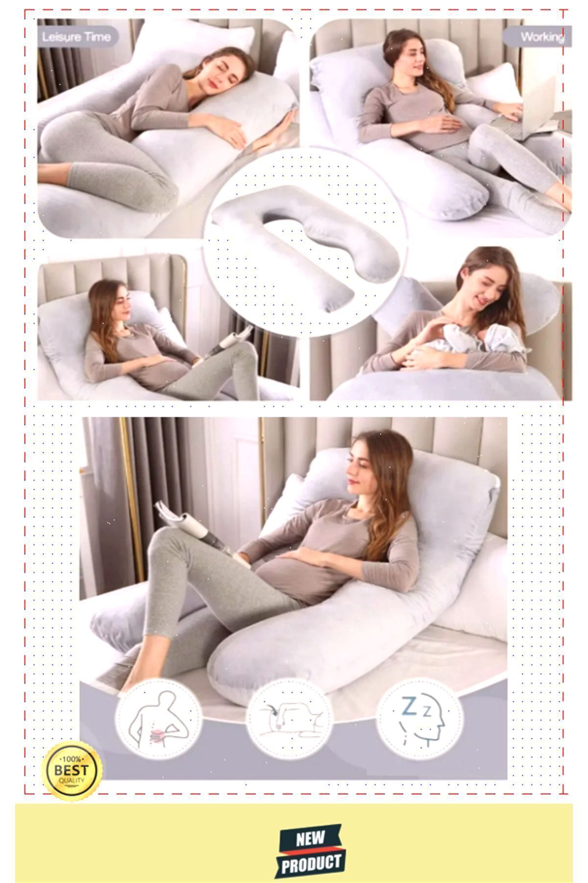 OMZ Hamile Yastığı Sarılma Yastığı Çok İşlevli Büyük Yastık fotoğrafı 7 (önizleme)