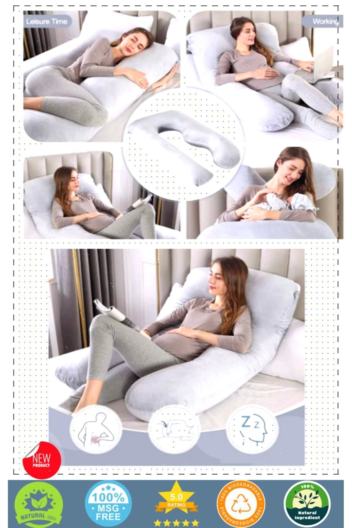 OMZ Çıkarılabilir Yıkanabilir Kılıflı Tam Vücut Hamile Yastığı Hamile Uyku Yastığı fotoğrafı 7 (önizleme)