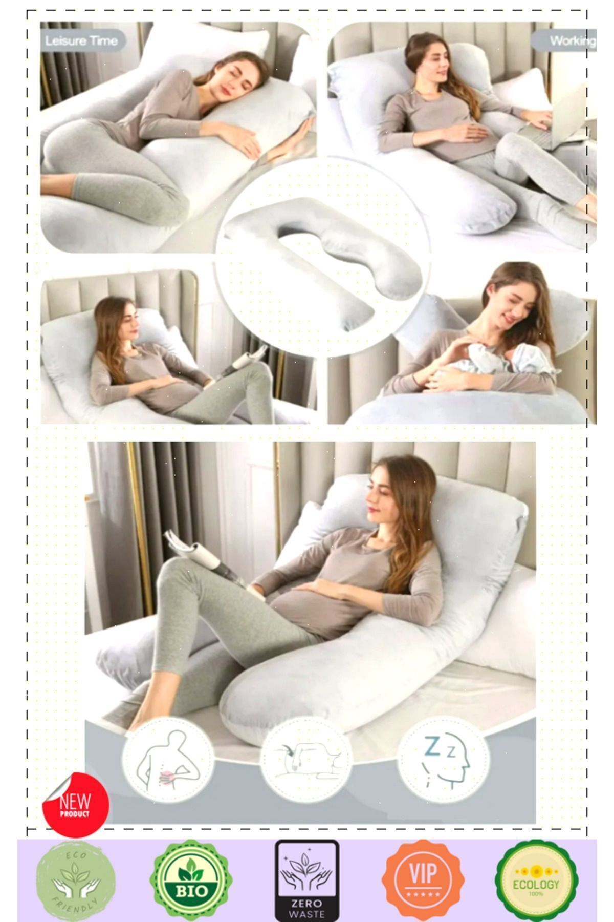 OMZ Şekilli Tam Vücut Yastığı Çıkarılabilir Kılıflı Hamile Yastığı Hamile Uyku Yastıgi Hamile Yastıgi H fotoğrafı 7 (önizleme)