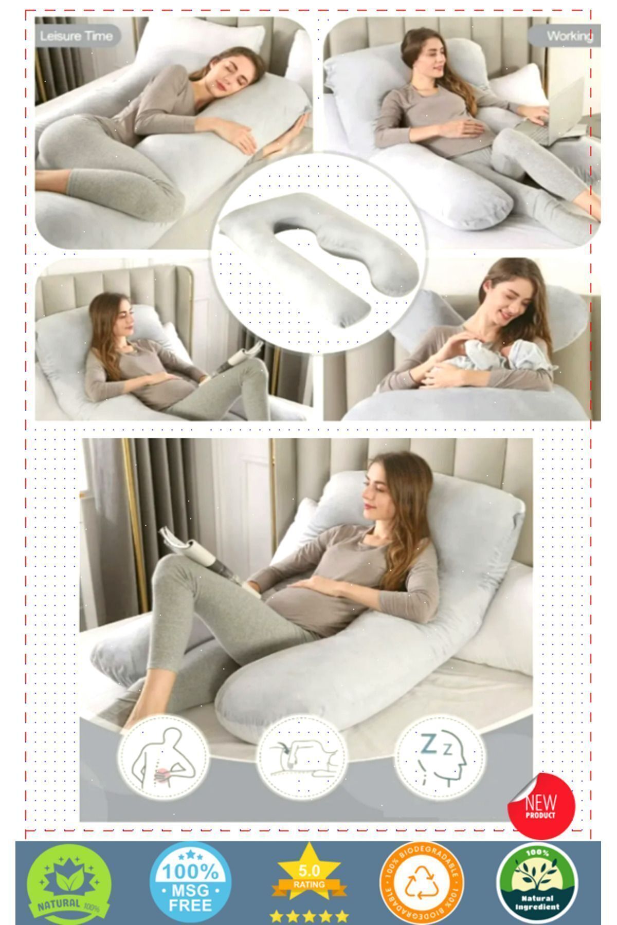 OMZ Baş Boyun Sırt Karın Destekli Çıkarılabilir Kılıflı Hamile Yastığı Hamile Uyku Yastıgi fotoğrafı 7 (önizleme)