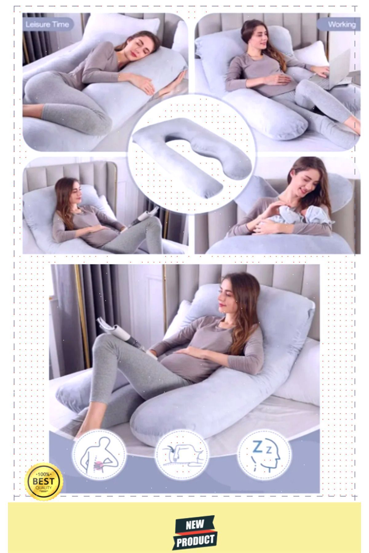 OMZ Baş Boyun Sırt Karın Destekli Çıkarılabilir Kılıflı Hamile Yastığı fotoğrafı 7 (önizleme)