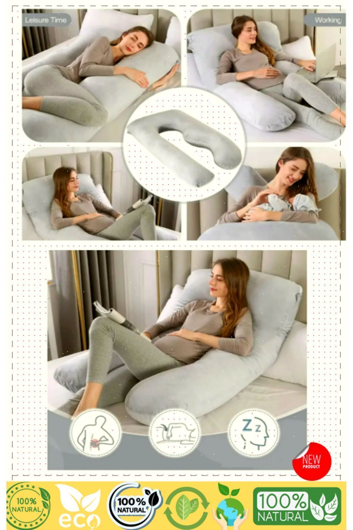 OMZ Tüm Vücut Destekli Lüks Jumbo Boy Hamile Yastığı Hamile Uyku Yastıgi Hamile Yastıgi Hamile Destek Y fotoğrafı 7 (önizleme)