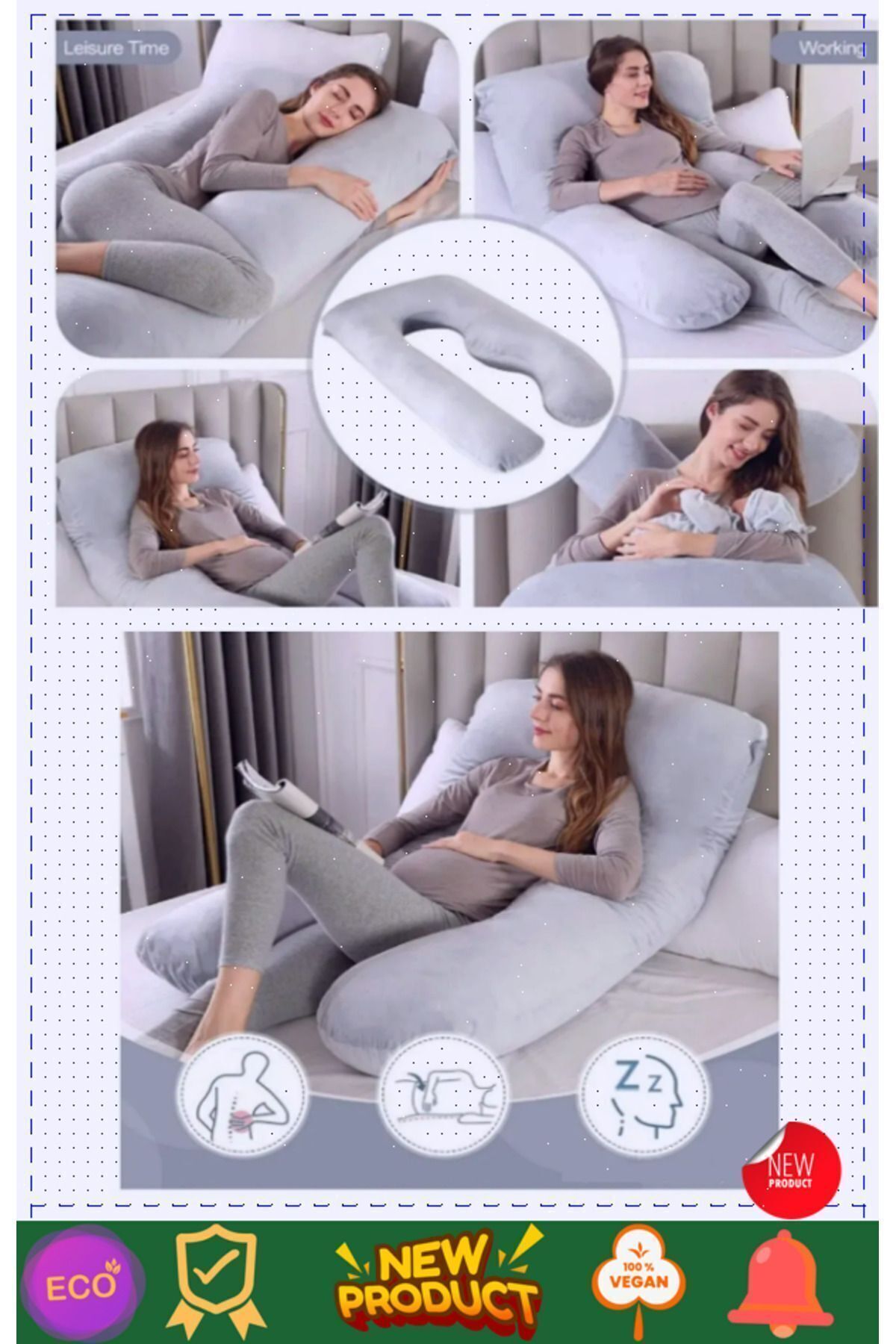 OMZ Yıkanabilir Kılıflı Hamile Destek Yastığı Bacak Arasi Yastigi Hamile Uyku Yastıgi Hamile Yastıgi Ha fotoğrafı 7 (önizleme)