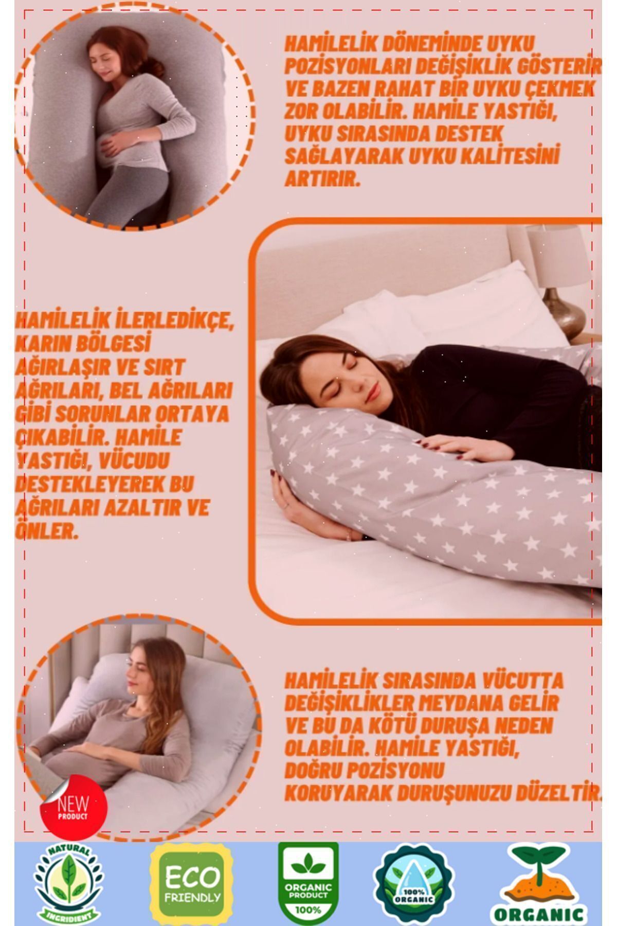 OMZ Ortopedik Bacak Arası Boyun Ve Karın Destekli Hamile Yastığı Hamile Uyku Yastığı fotoğrafı 2 (önizleme)