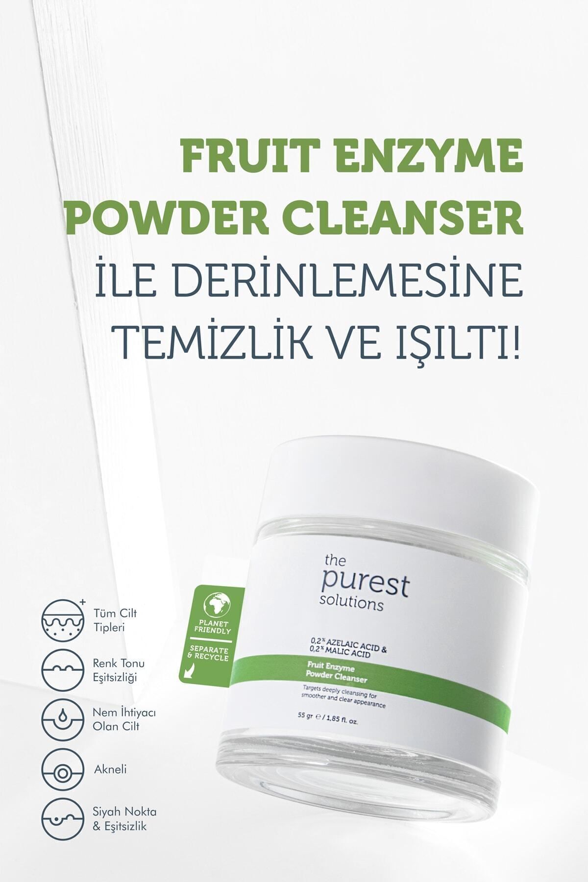 پودر پاک کننده و احیا کننده با اسیدهای میوه برای تمام پوست ها 55 گرم The Purest Solutions