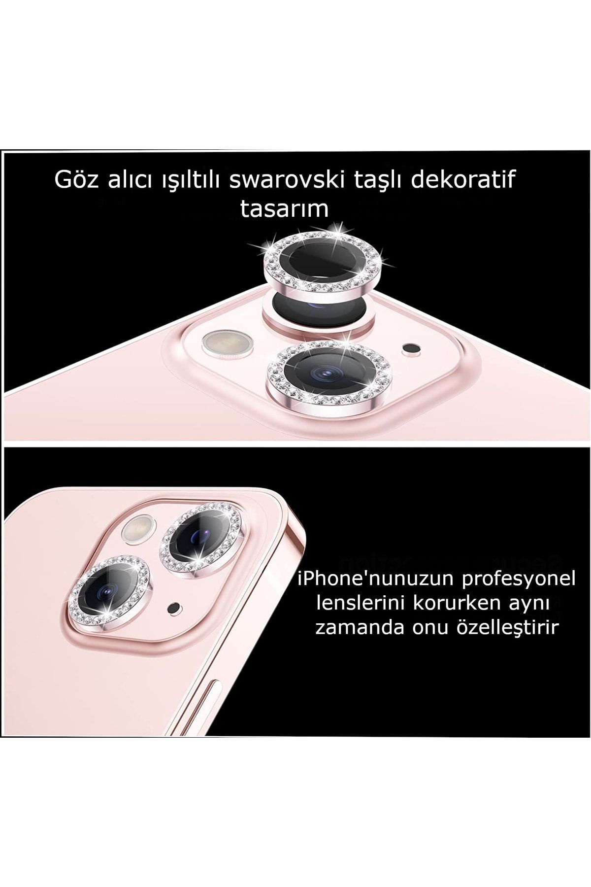 HyperAge-واقي كاميرا من سلسلة Diamond Series متوافق مع هاتف Iphone 13 & 13 Mini باللون الوردي [مجموعة من 2] 2