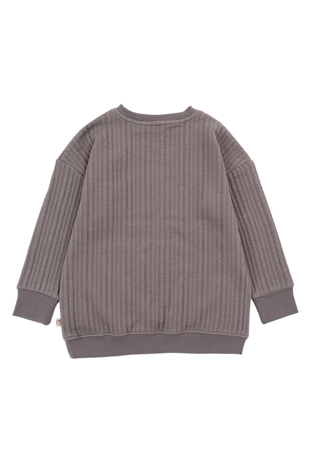 سویشرت پسرانه خاکستری Little Gusto | 133LINE اورجینال - تصویر 2
