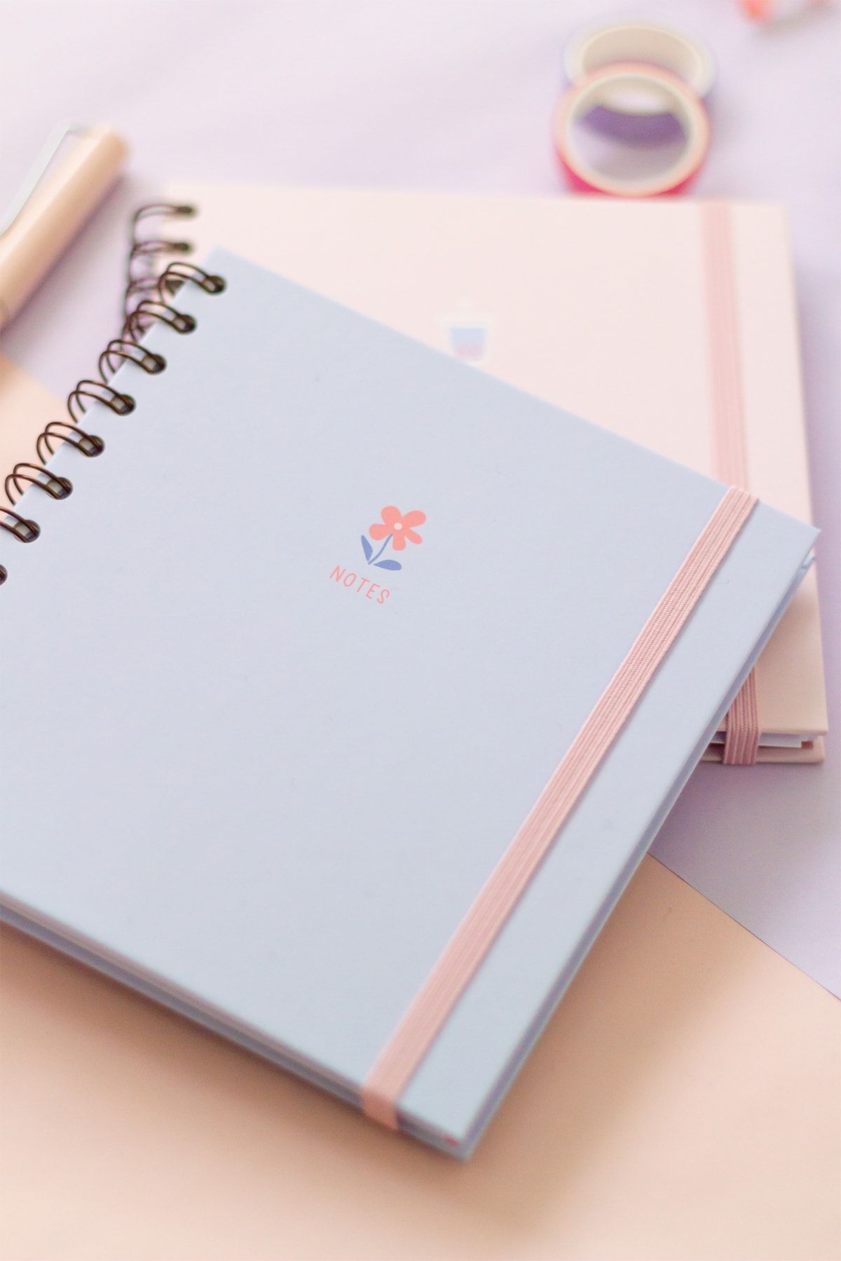 Matt Notebook-15x15 Cm Square Set of 2 Spiral Checkered Undated Notepad Bubble Tea Flower 3