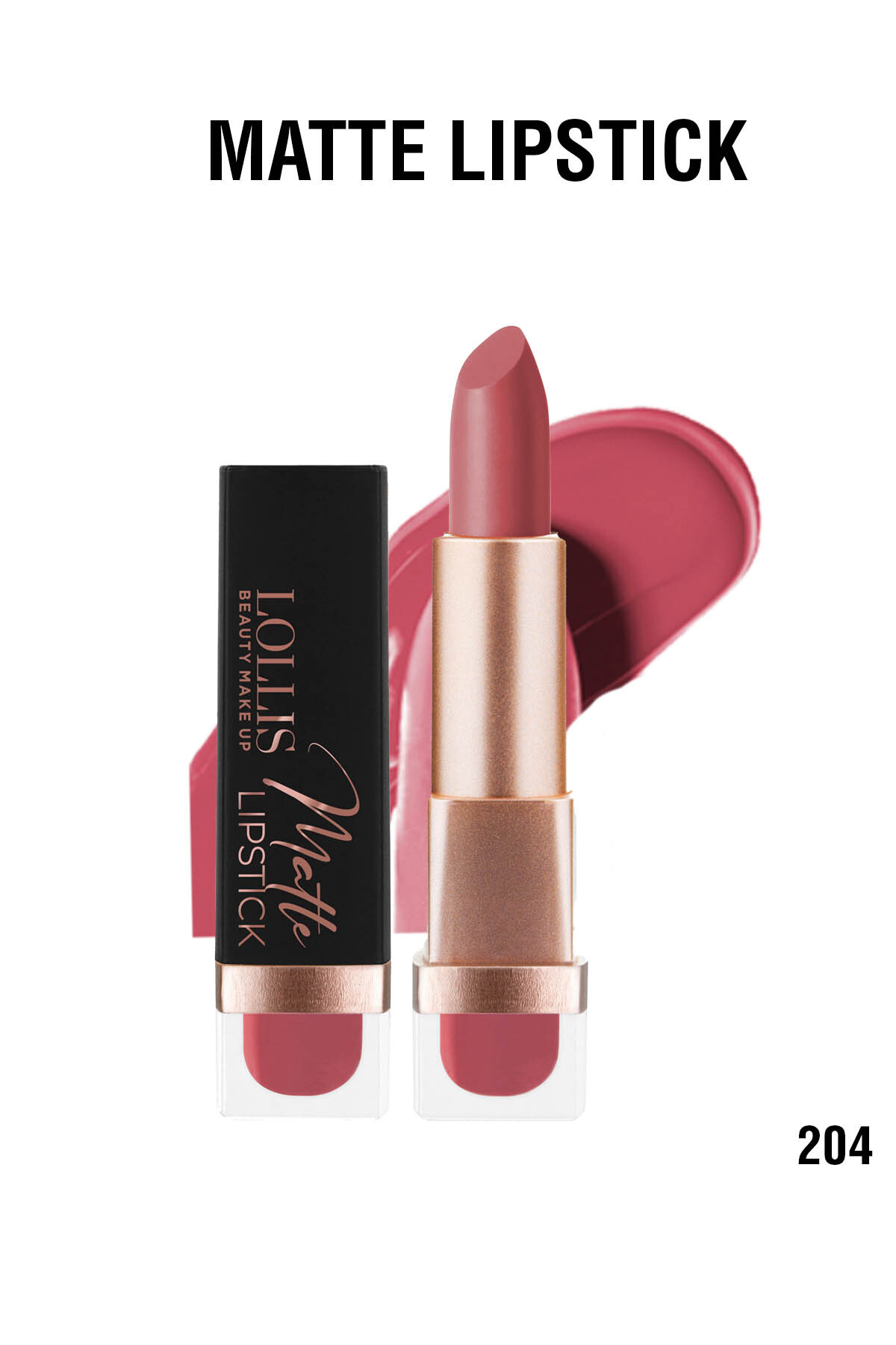 Lollis Matte Lipstick Yoğun Pigmentli Mat Ruj Kalıcı 204 — صورتی matte lipsticks