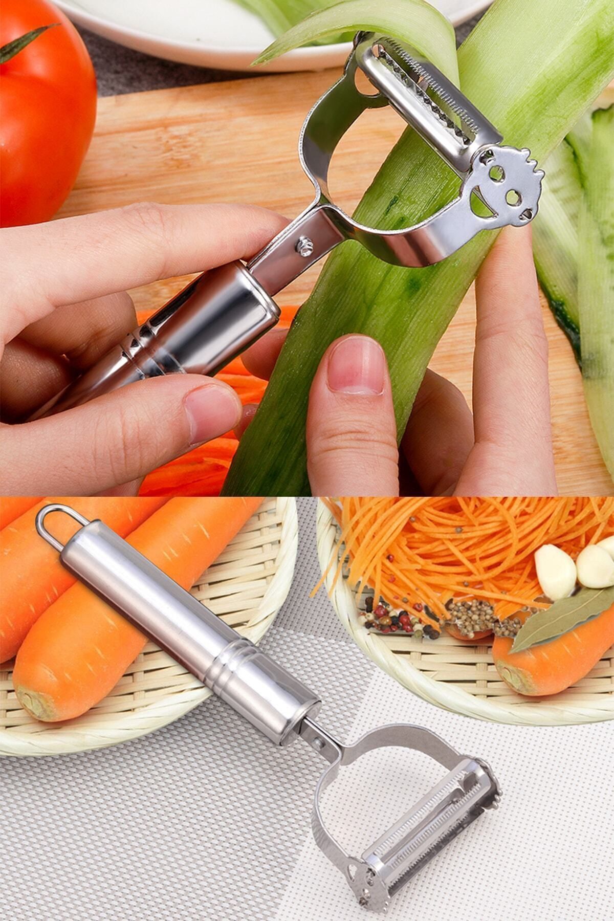 FABUUCLİCK-Professional Steel Double Sided Julienne Fruit Vegetable Peeler Chopper Potato Apple Fruit Peeling 4
