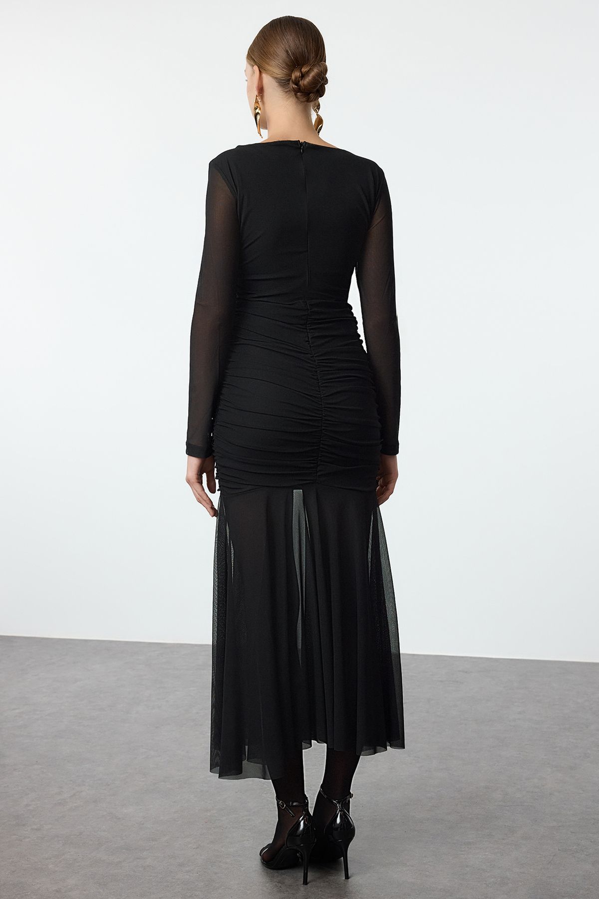 Trendyol Collection-Μαύρο φόρεμα από τούλι TPRAW25EL00003 9