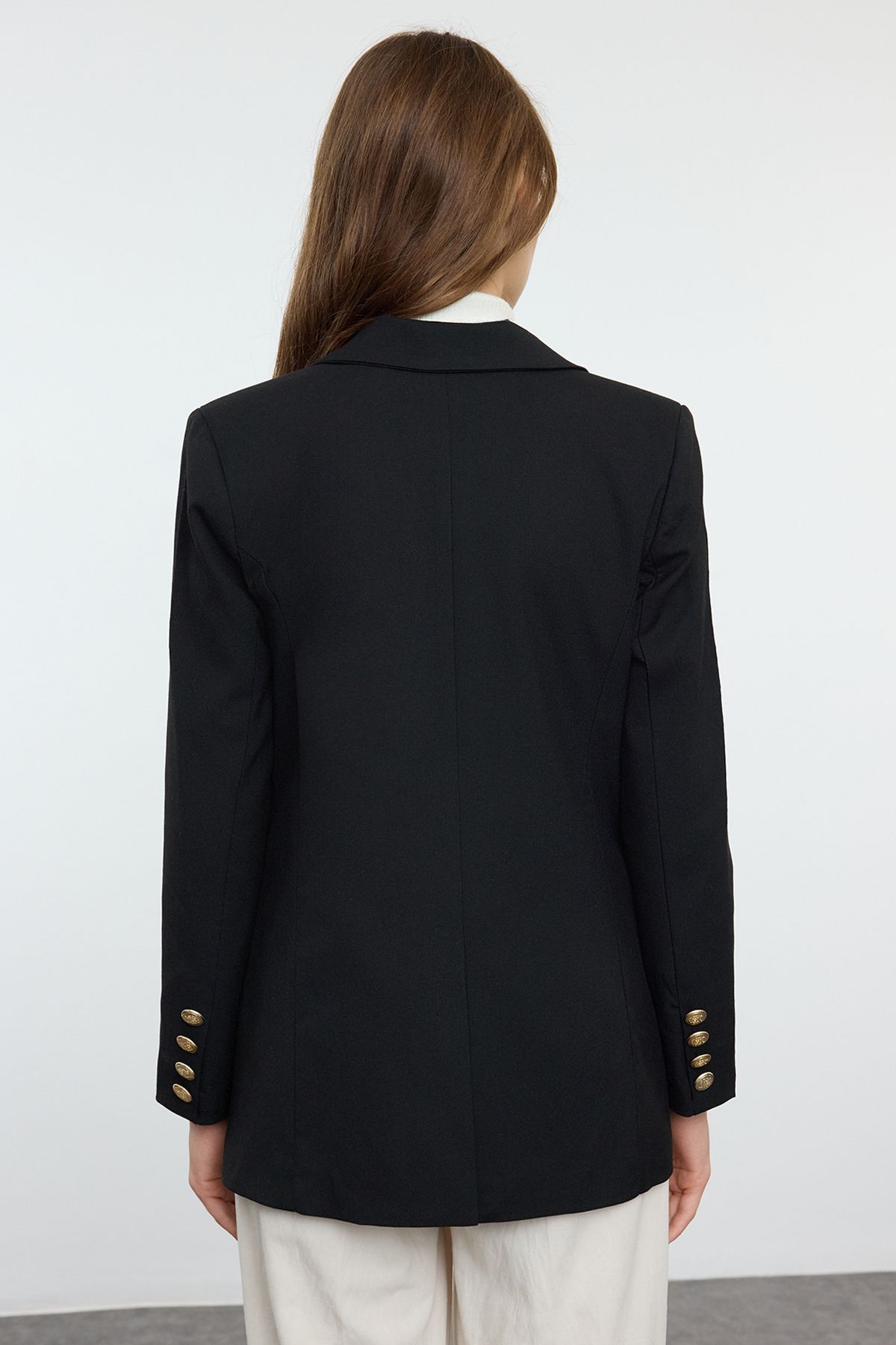 Trendyol Collection-Czarna marynarka z ozdobnymi guzikami - Twoaw25Bc00012 5