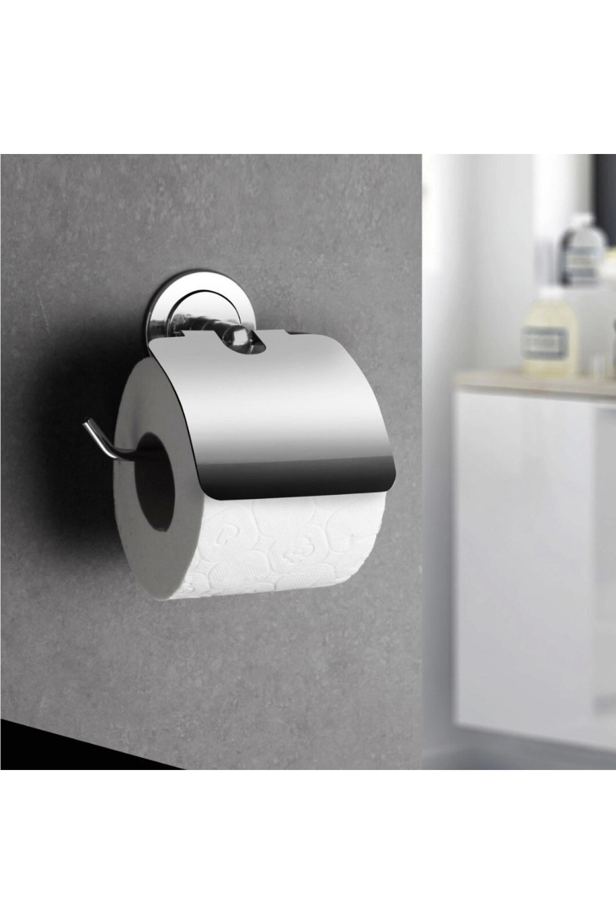 Adhesive Metal Toilet Paper Holder(with lid) Lrn 467