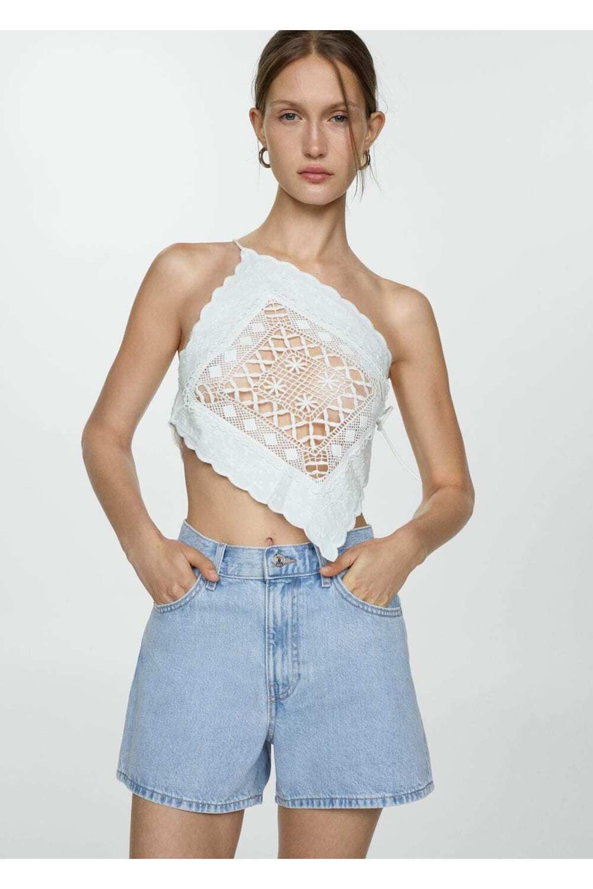 MANGO Yuksek belli denim ort