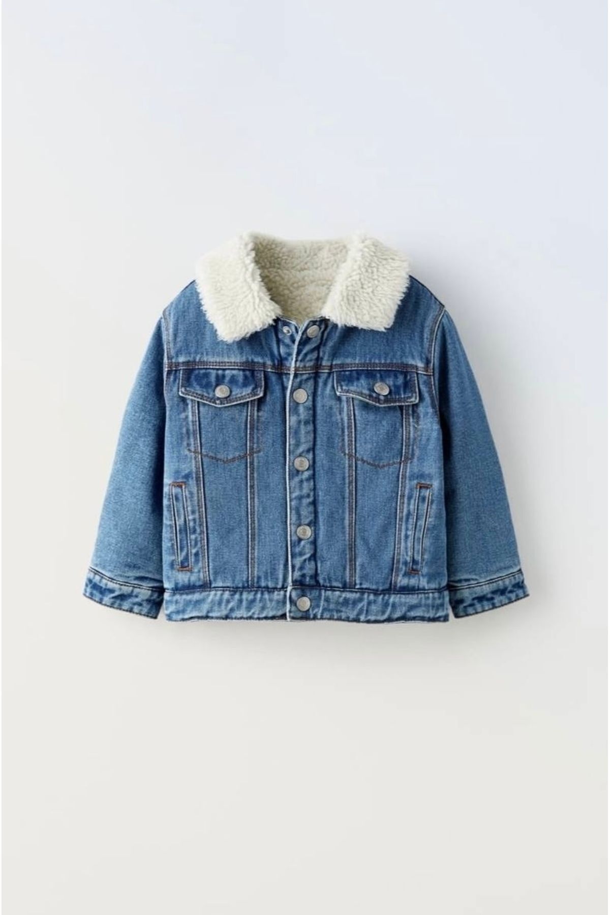linys-White Woolen Denim Jacket with Mickey Mouse Print on the Back 4