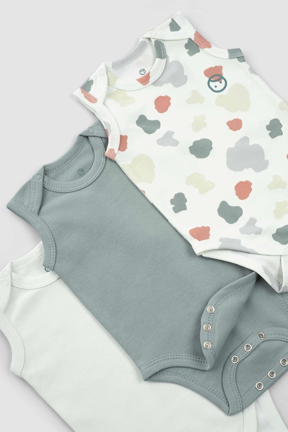 Little Gusto 3' Lü Çıtçıtlı Atlet Organik Pamuk Body Seti Animal Desenli fotoğrafı 3 (önizleme)