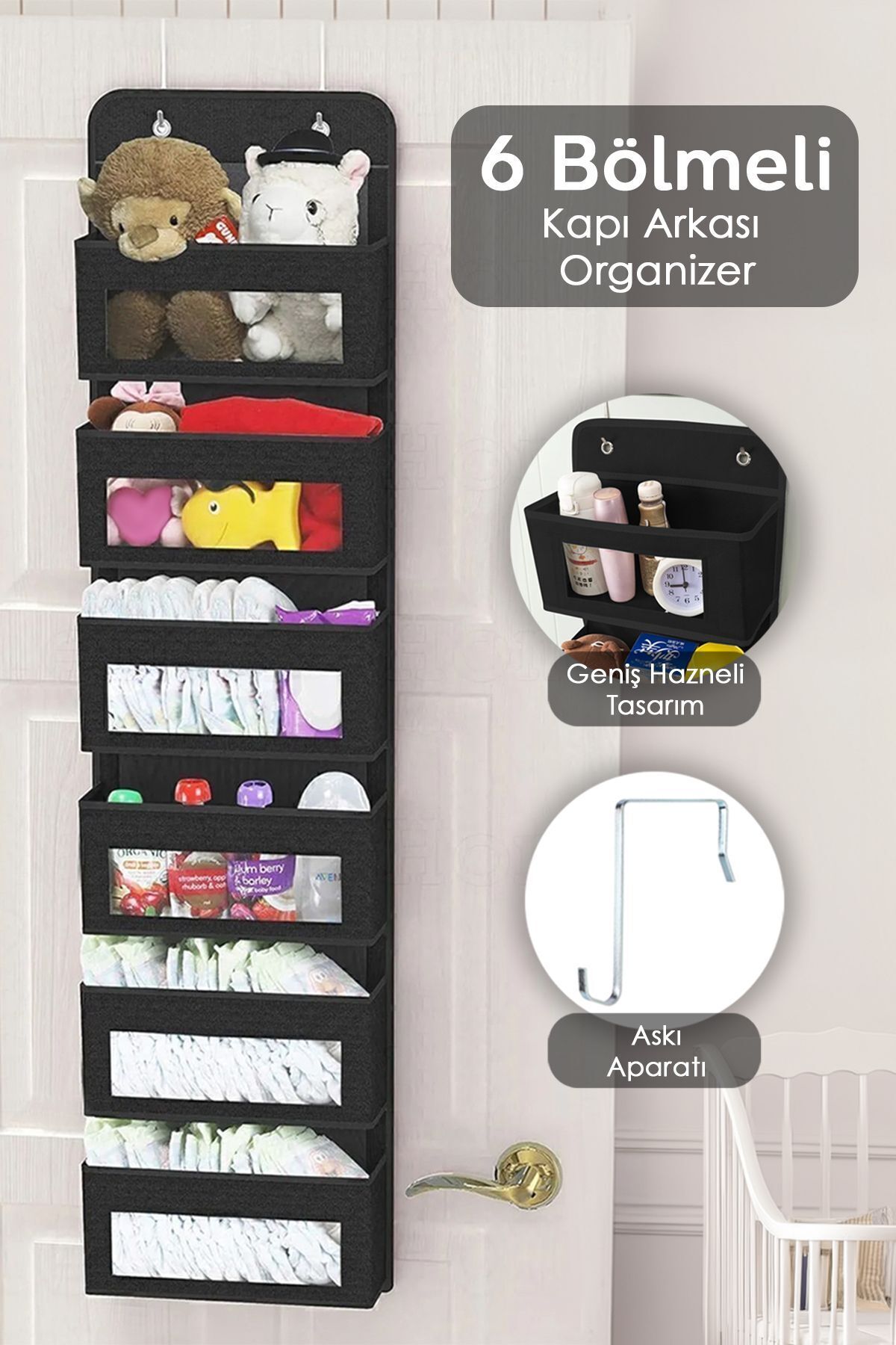 Multipurpose 6-Tier Shelf Behind the Door - Baby Nursery Organizer - Stuff Organizer Shelf