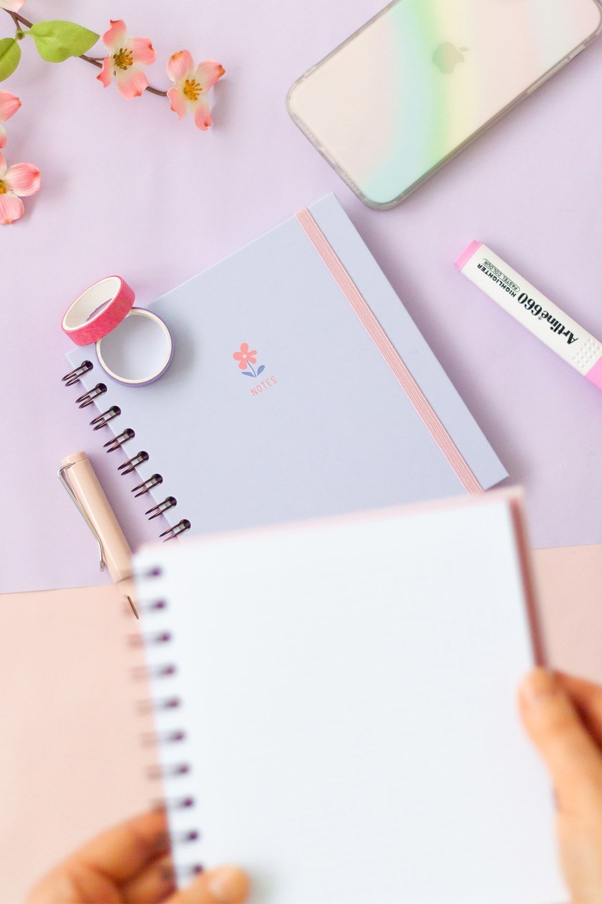 Matt Notebook-15x15 Cm Square Set of 2 Spiral Checkered Undated Notepad Bubble Tea Flower 4