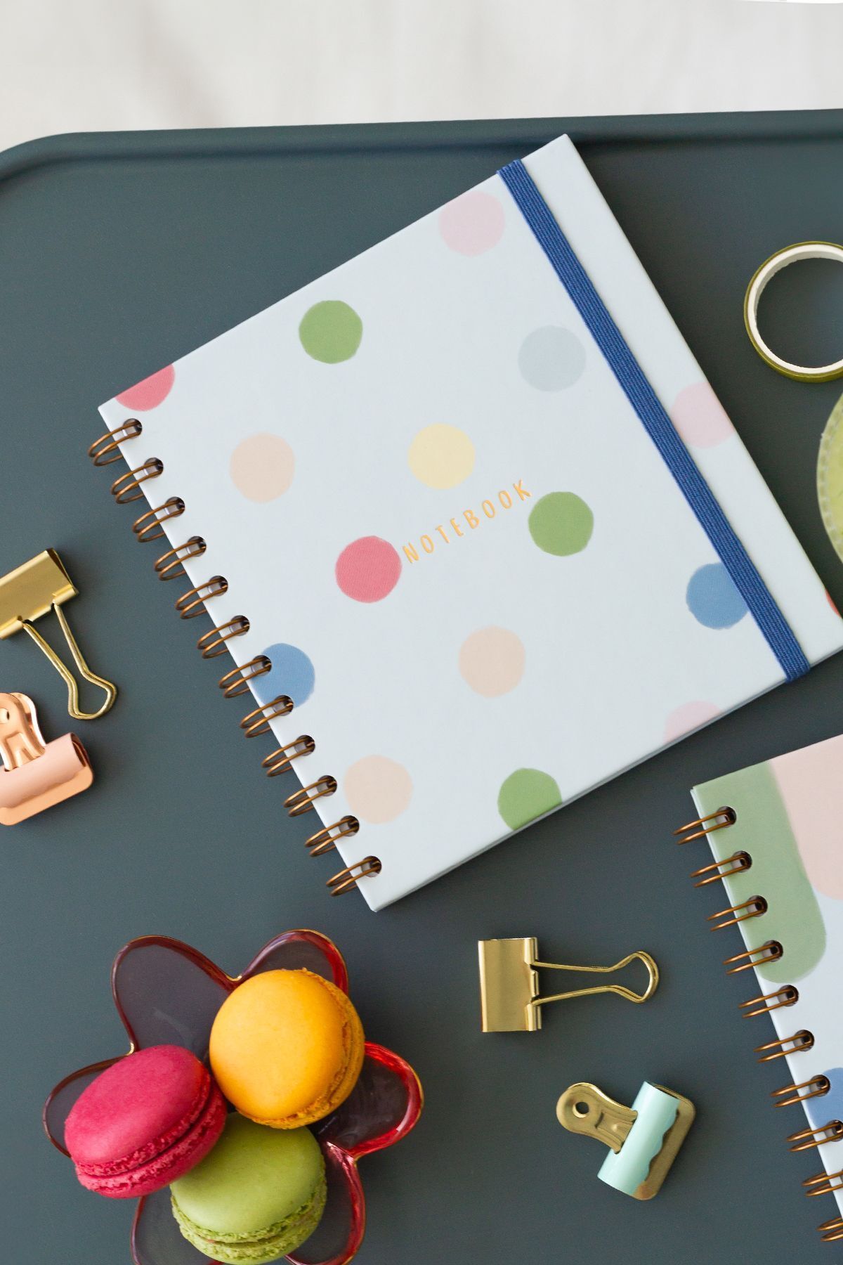 Matt Notebook-15x15 cm Square Polka Dot - Set of 2 Spiraled lined Undated Notepad 4