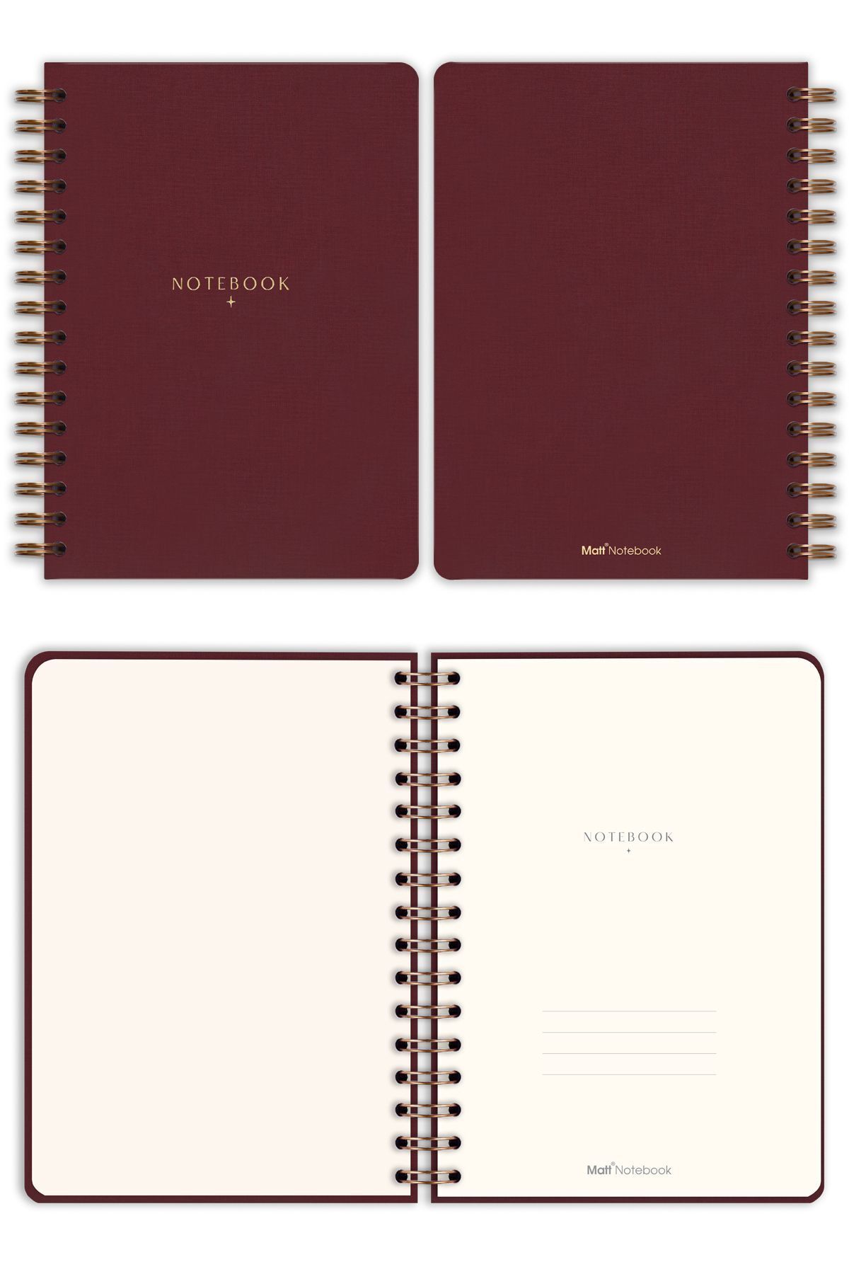 Matt Notebook-15x21 cm SpirAl ClAret Red Linen NotepAd - A5 6