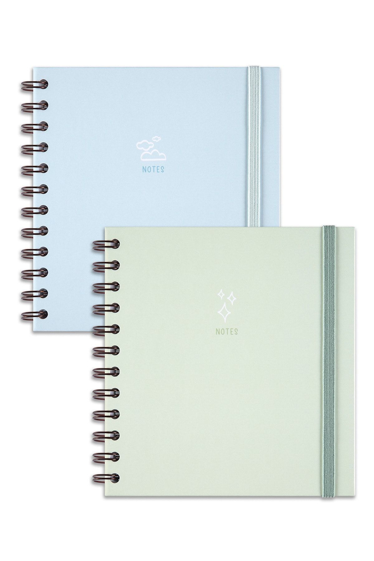 Matt Notebook-مجموعة مربعة مقاس 15 × 15 سم مكونة من 2 مفكرة مخططة حلزونية غير مؤرخة نجمة سحابة 6