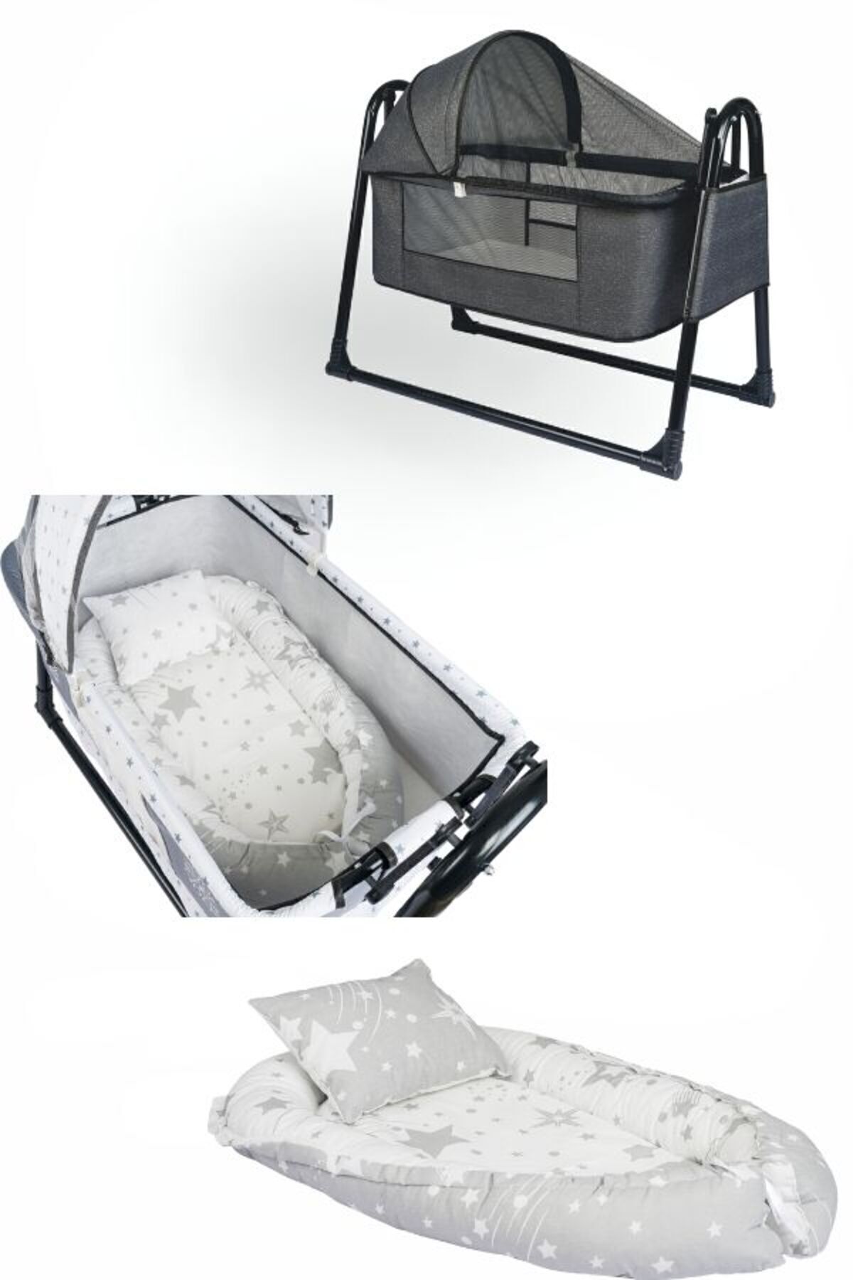 Özbay Btrend Babynest Yatak Ve Yastık+ Cep Hediyeli Sallanır Sepet Beşik Bebek Beşiği Hamak 2 li Set fotoğrafı 5 (önizleme)