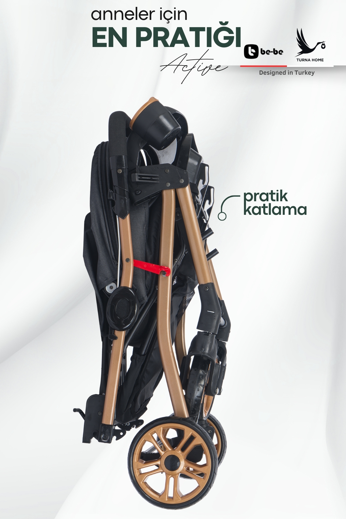 4 Baby Be-be Turnahome Active Çift Yönlü Tam Yatış Pozisyonlu Pratik Katlanır Mama Tablalı Bebek Arabası fotoğrafı 6 (önizleme)