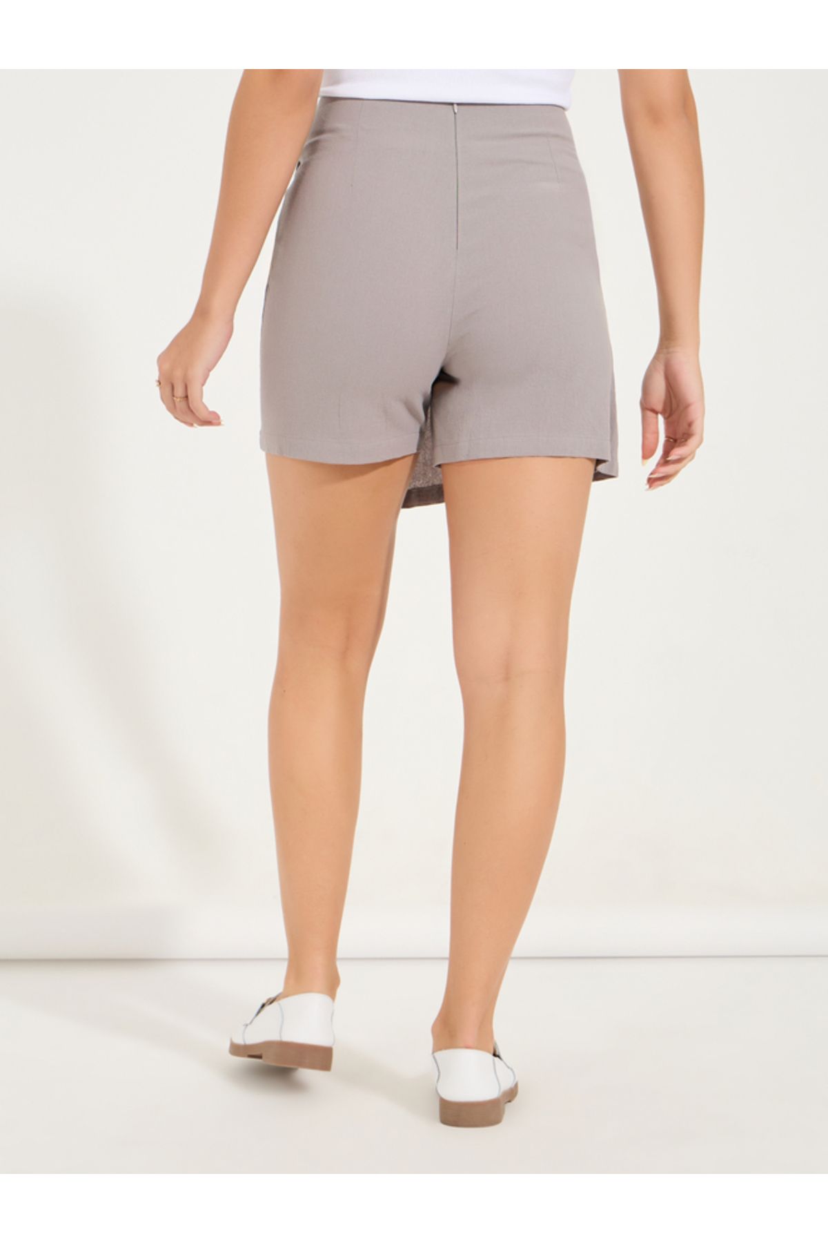 Styli-Solid Wrap Front Skort with Side Tie Up Detail 5