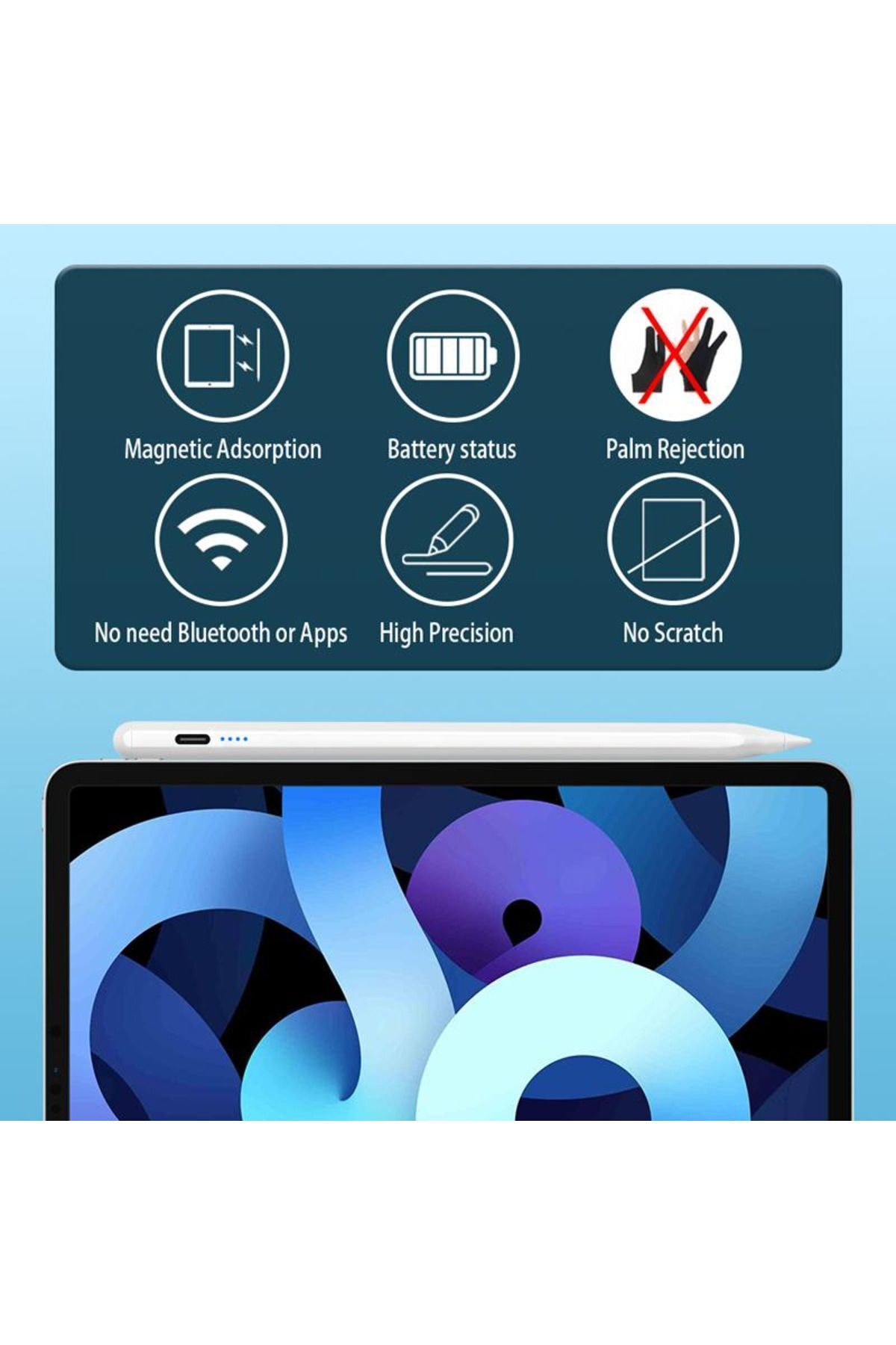 Fogy-Ipad 8 and 9 Generation 2020 /2021 10.2 Pencil Stylus Palm Rejection Drawing Pen with Tilt Feature 4
