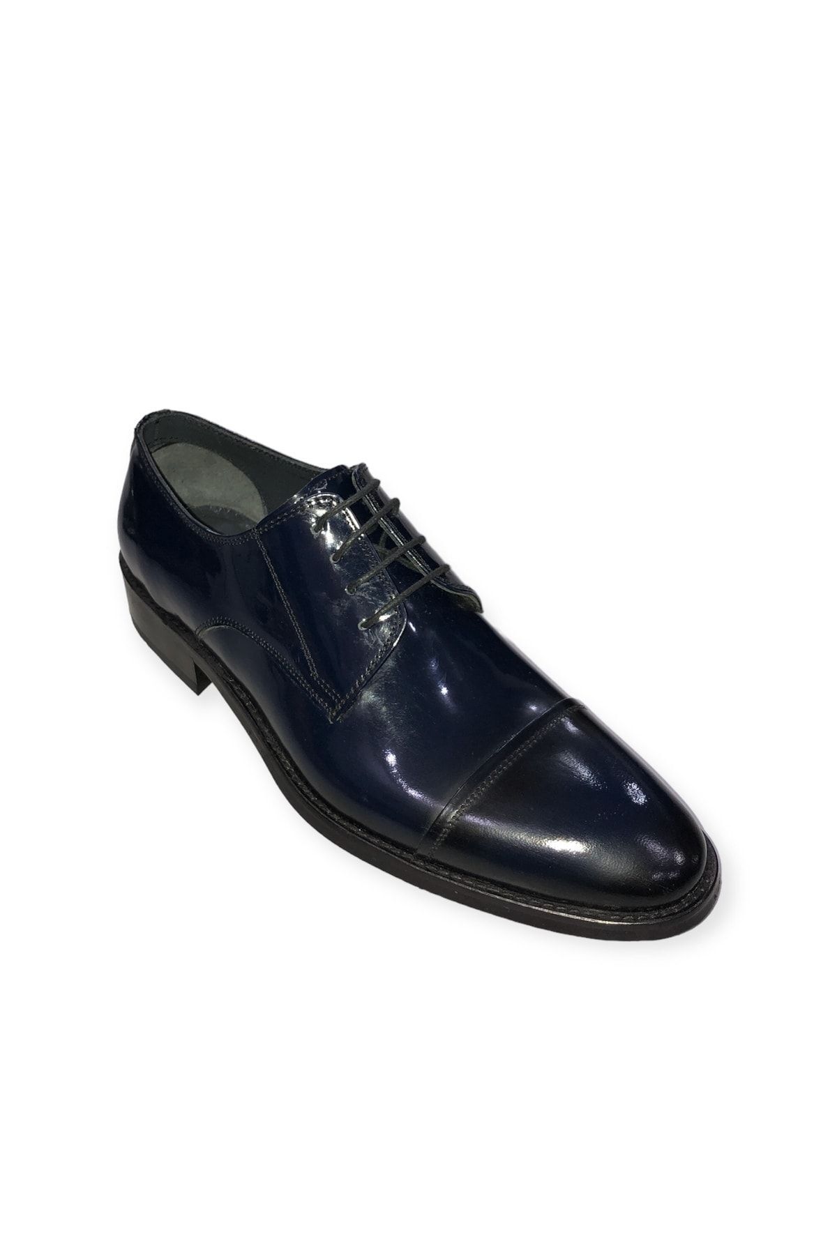 şık kundura-GENUINE INNER OUTER LEATHER NAVY BLUE Patent Leather MEN'S SHOES (36,37,38,39,40,41,42,43,44,45,46,47,48,49) NUMBER 2
