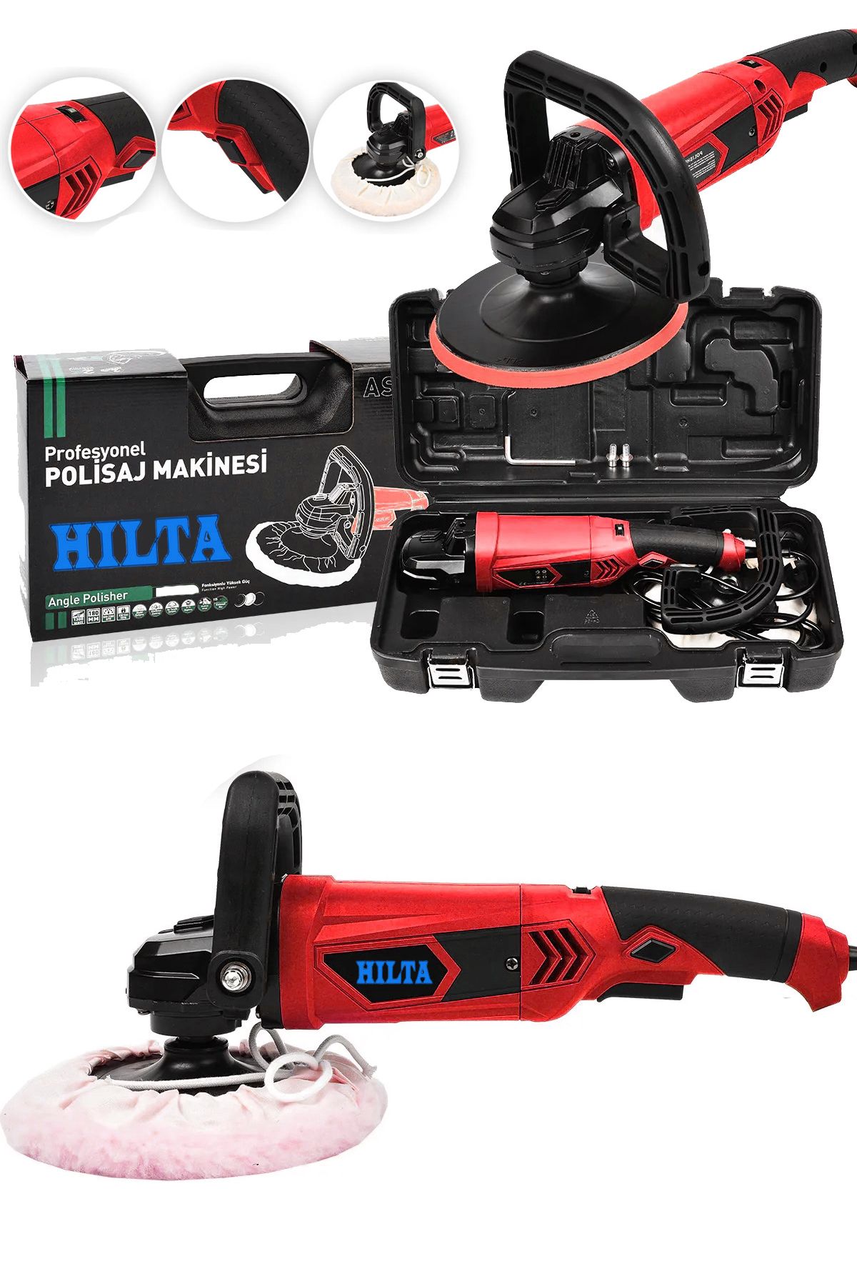 Hilta Power Alman 9200W Korumalı Isınmaz Motor 6Kademe Devir Ayarlı Polisaj Makinasi Zımpara Pasta Cila Makinesi