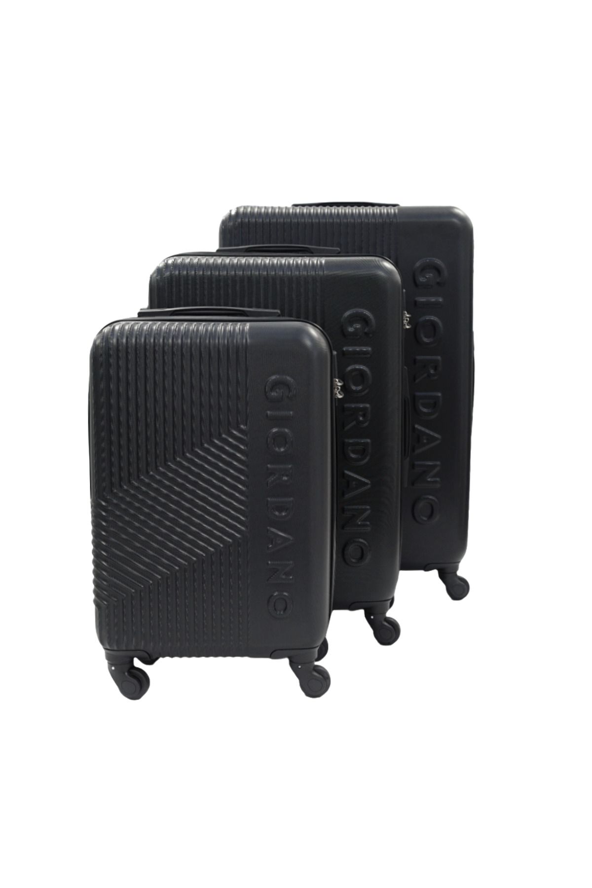 Giordano-Logo Series Luggage Set of 3 Black,ABS Hard Shell Lightweight Durable Secure Number Lock. 3