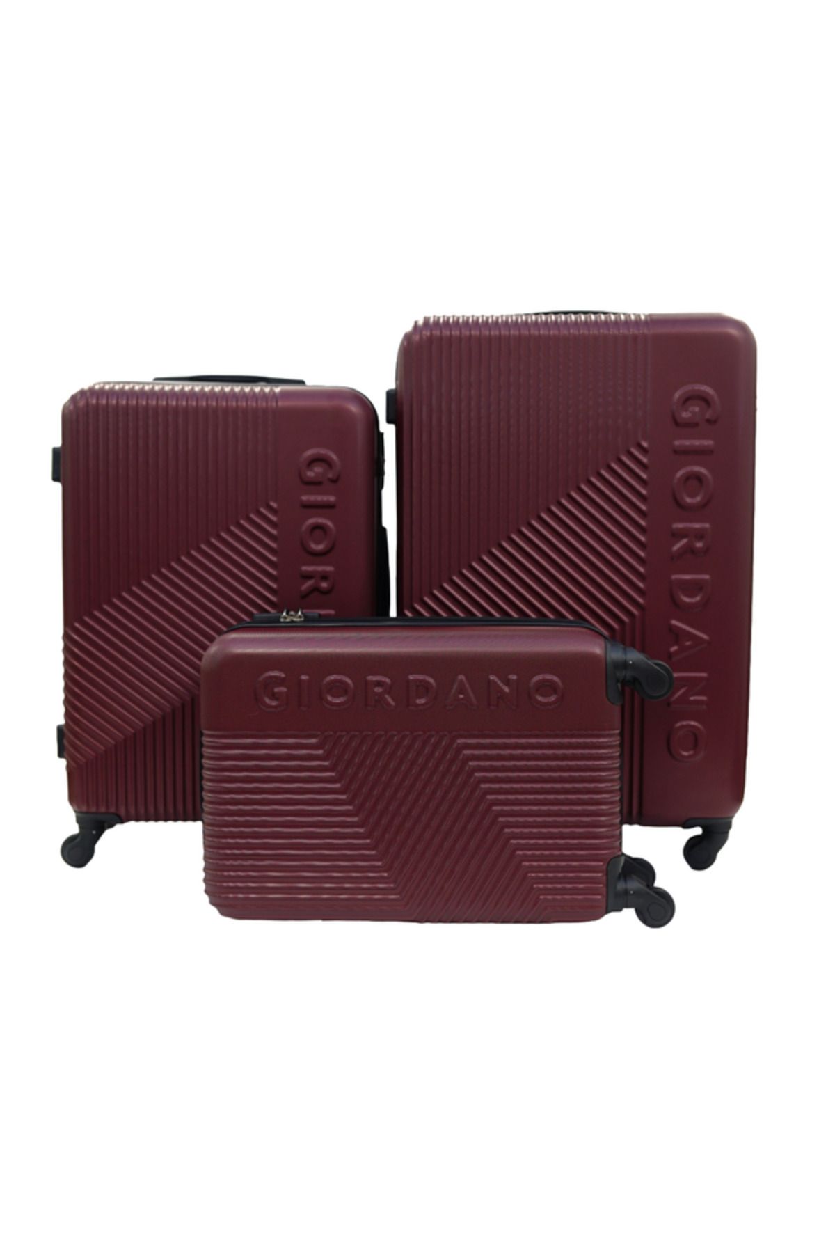 Giordano-Logo Series Luggage Set of 3 Maroon,ABS Hardshell Lightweight Durable Secure Number Lock. 2