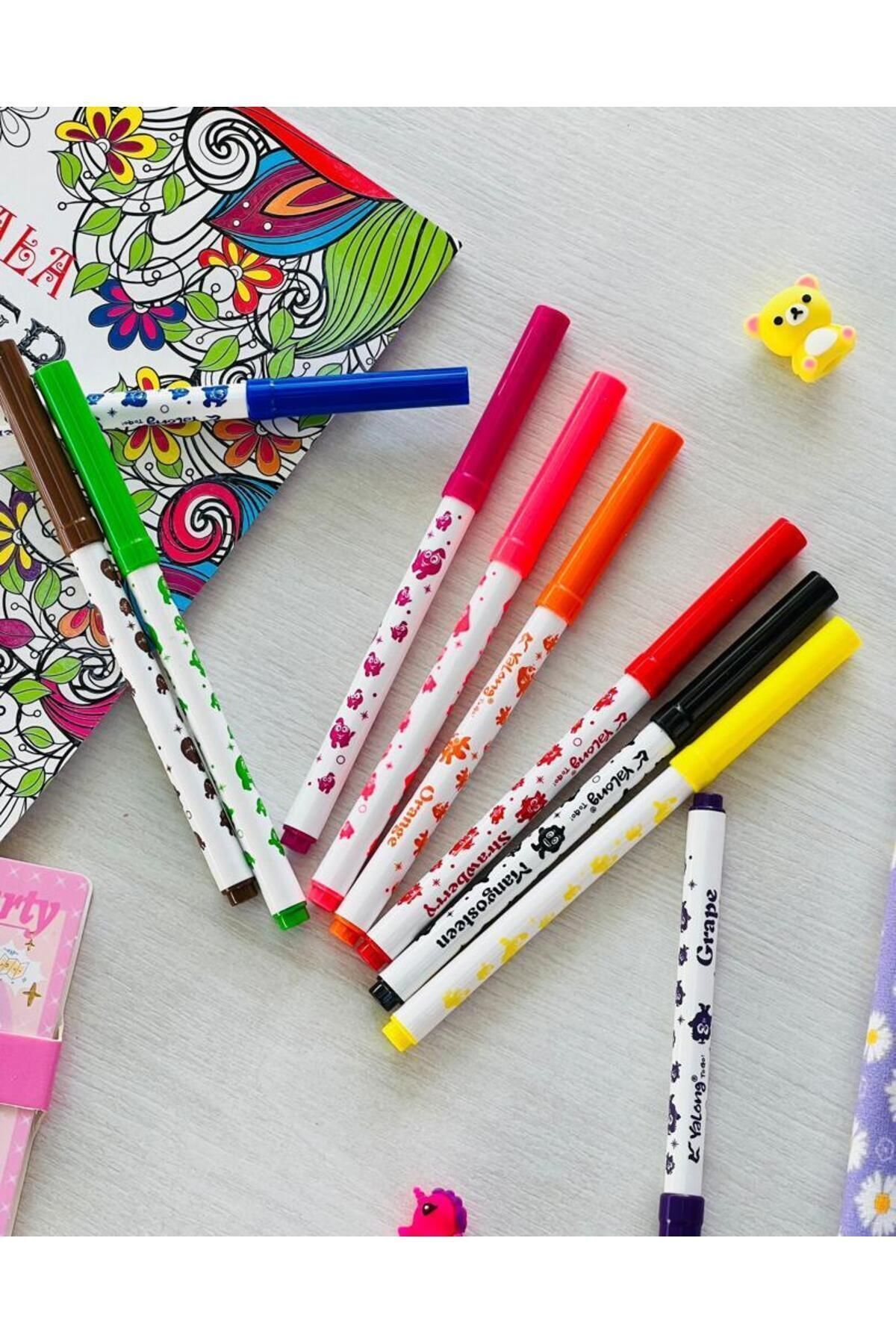 YEŞİLDESİGN-Yalong Set of 10 Fruit Scented Felt Tip Crayons 3