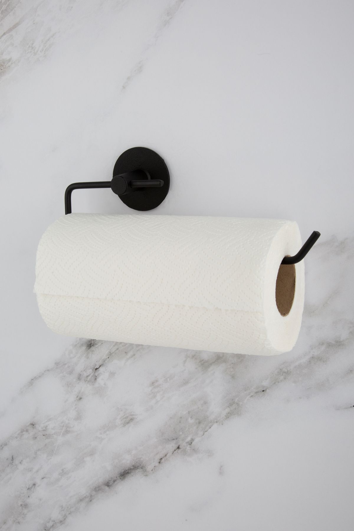 UG Home Siyah Yuvarlak Yapışkanlı Kağıt Rulo Havluluk Peçetelik Banyo Askısı