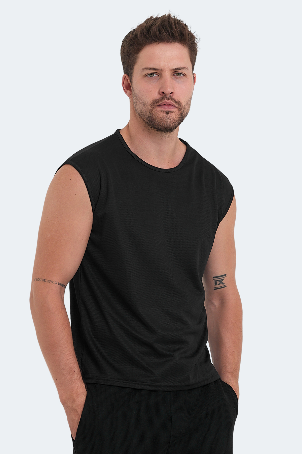 تی شرت ورزشی اسلازنگر مردانه پلی استر مشکی  راسته Regular/رگولار    Regular/رگولار Casual / کژوال | Slazenger ST14TE081 TR - تصویر 3