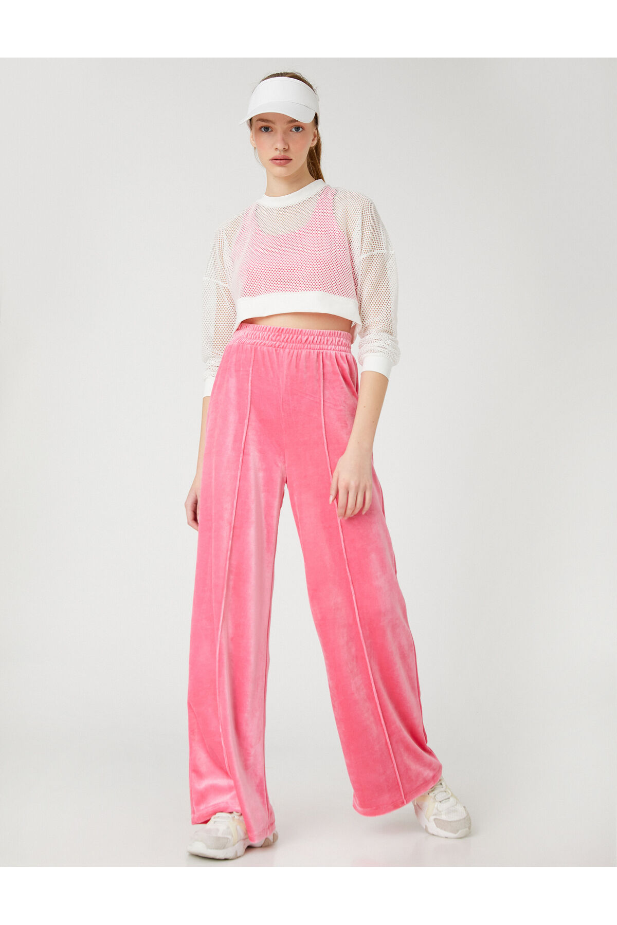 Velvet Ribbed Wide Leg Sweatpants