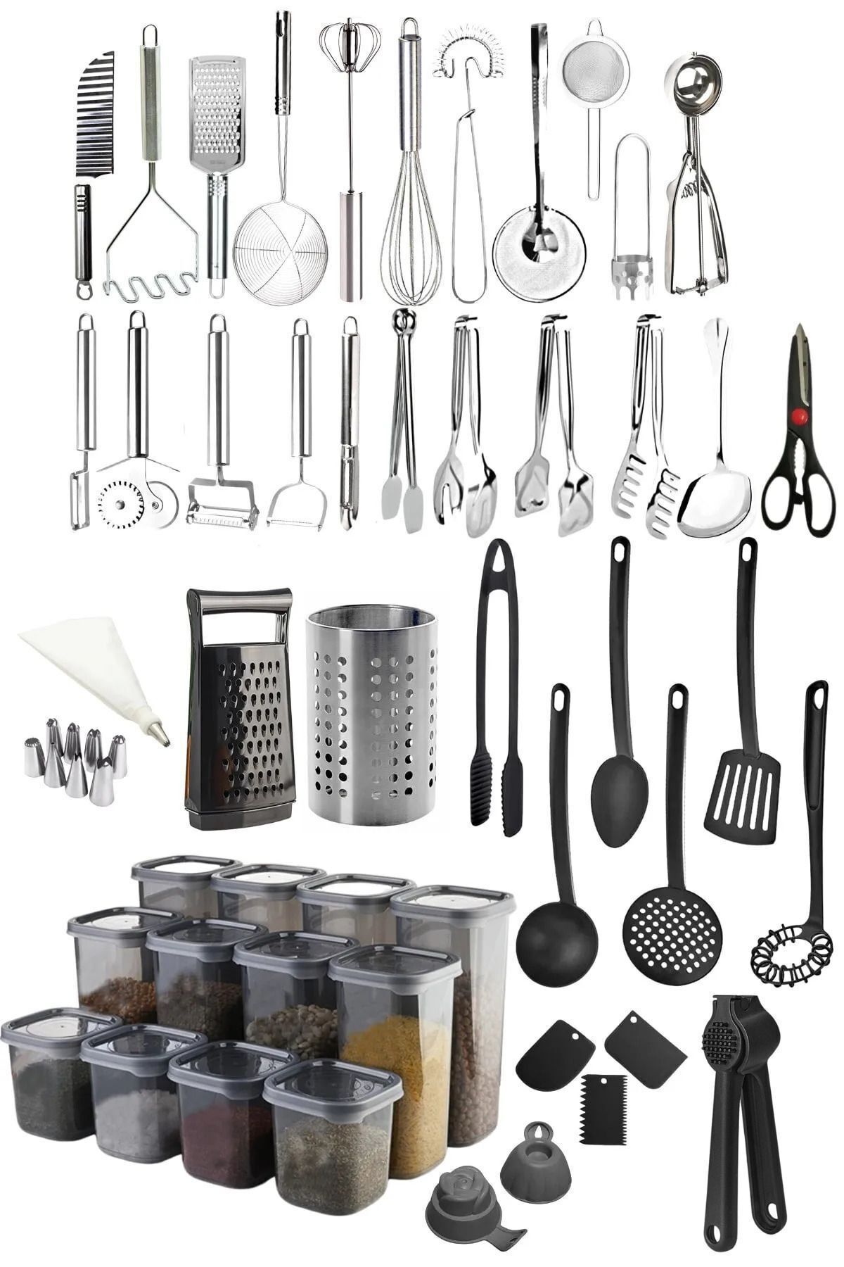 50-Piece Stainless Steel Kitchen Set - Professional Kitchenware & Storage Containers