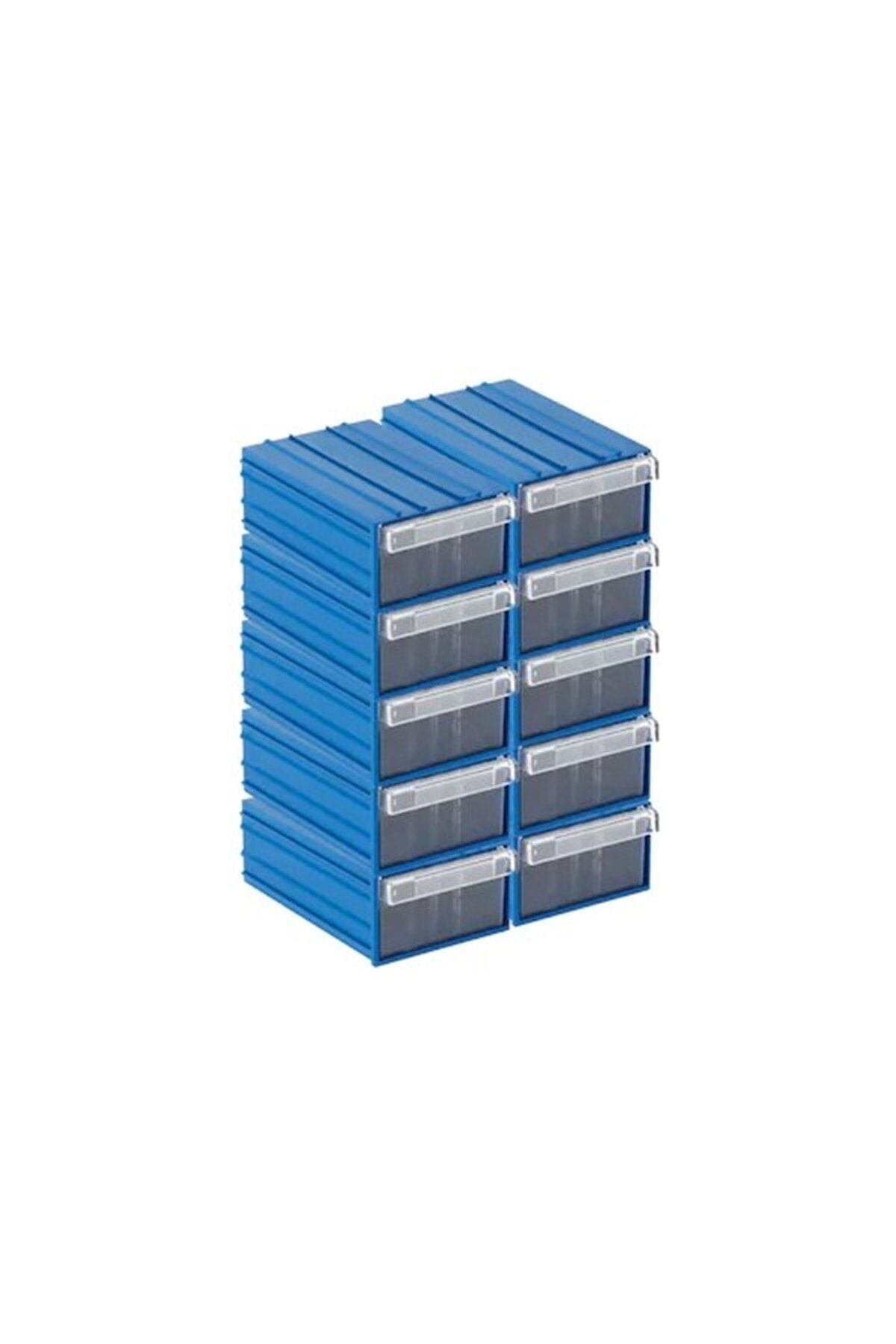 Sembol Mavi Şeffaf Plastik Çekmeceli Kutu Set 105 (10 ADET) 110x170x65mm