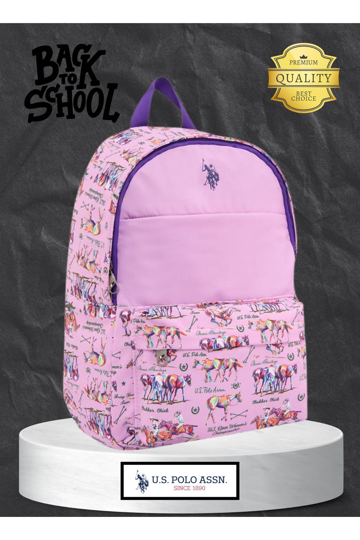 کیف مدرسه کوله پشتی Piedra کیف بچه گانه صورتی U.S. Polo Assn.