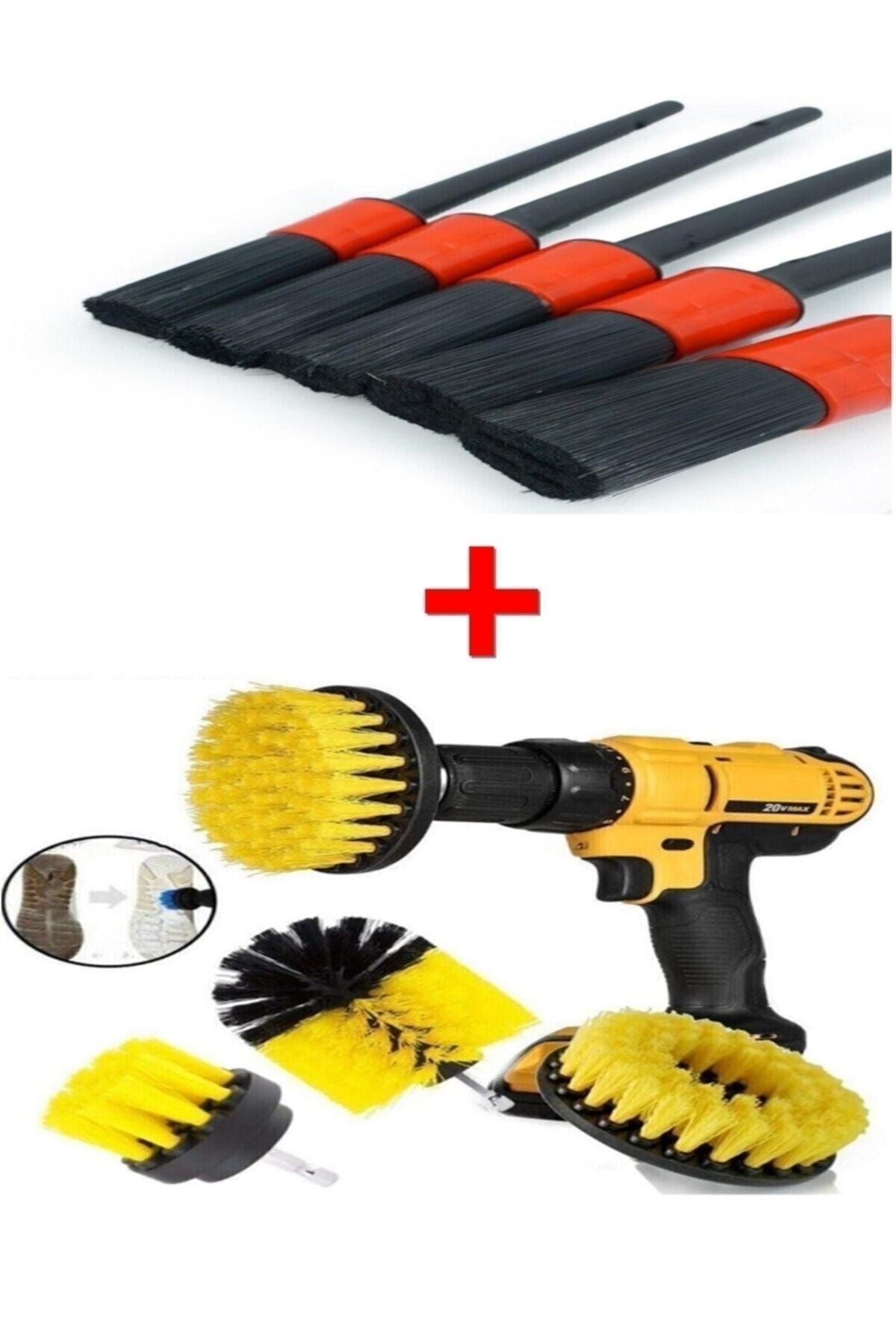 safestore - 8 Parça Araç Iç Ve Dış Matkap Ucu Uyumlu Detaylı Bakım Fırça Seti